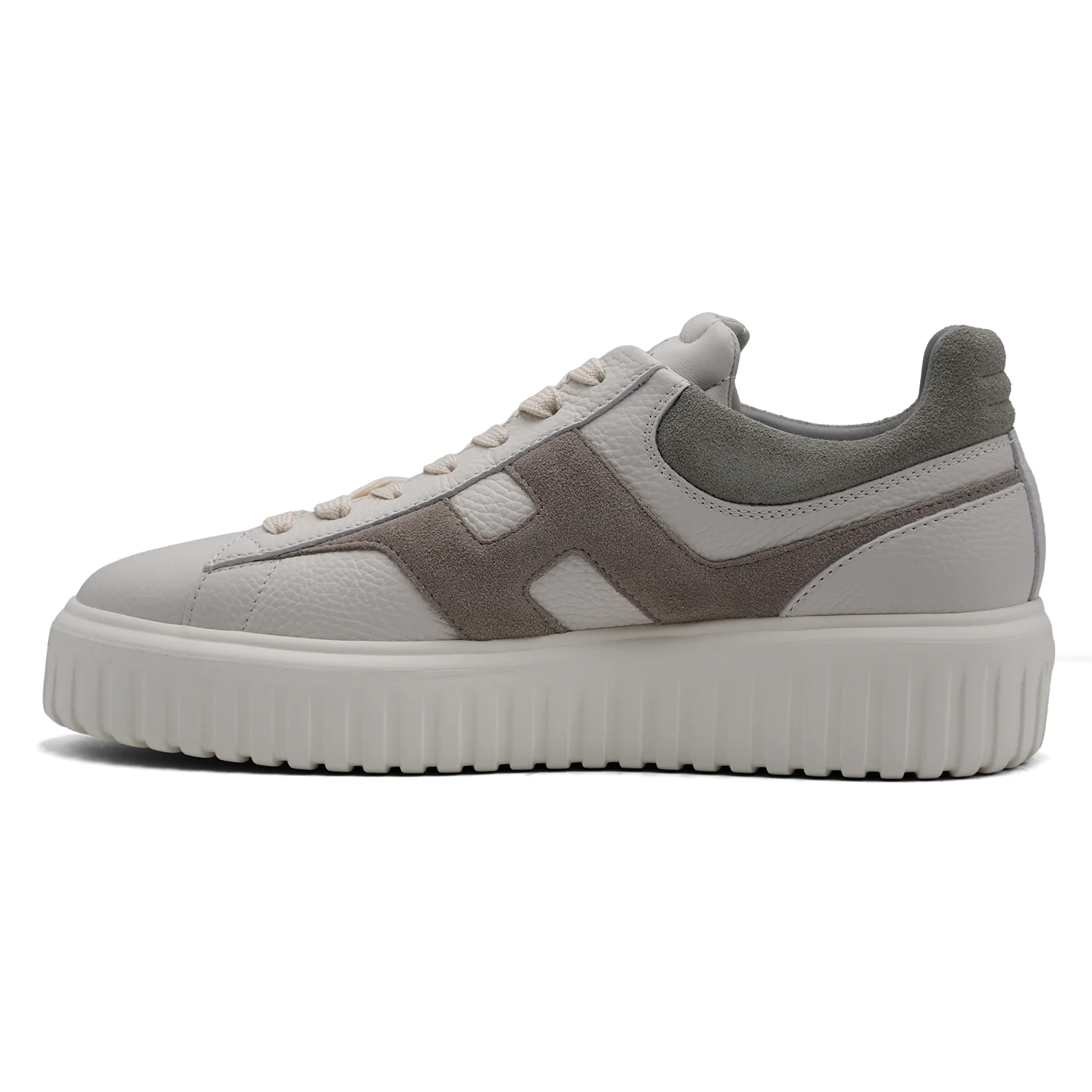Sneakers Hogan H-Stripes Uomo Grigio Avorio Beige Con H Iconica - Image 3