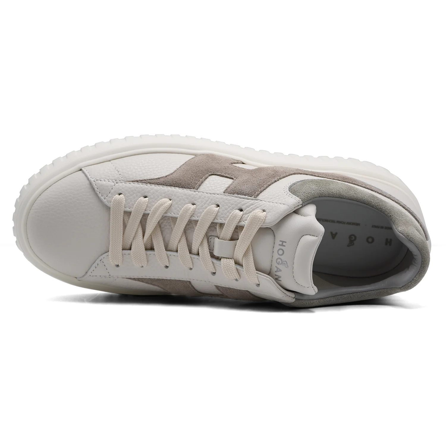 Sneakers Hogan H-Stripes Uomo Grigio Avorio Beige Con H Iconica - Image 4