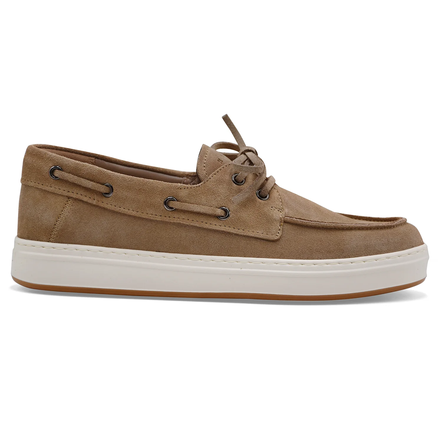 Hogan Scarpe Da Barca Uomo H668 In Vera Pelle Scamosciata Beige