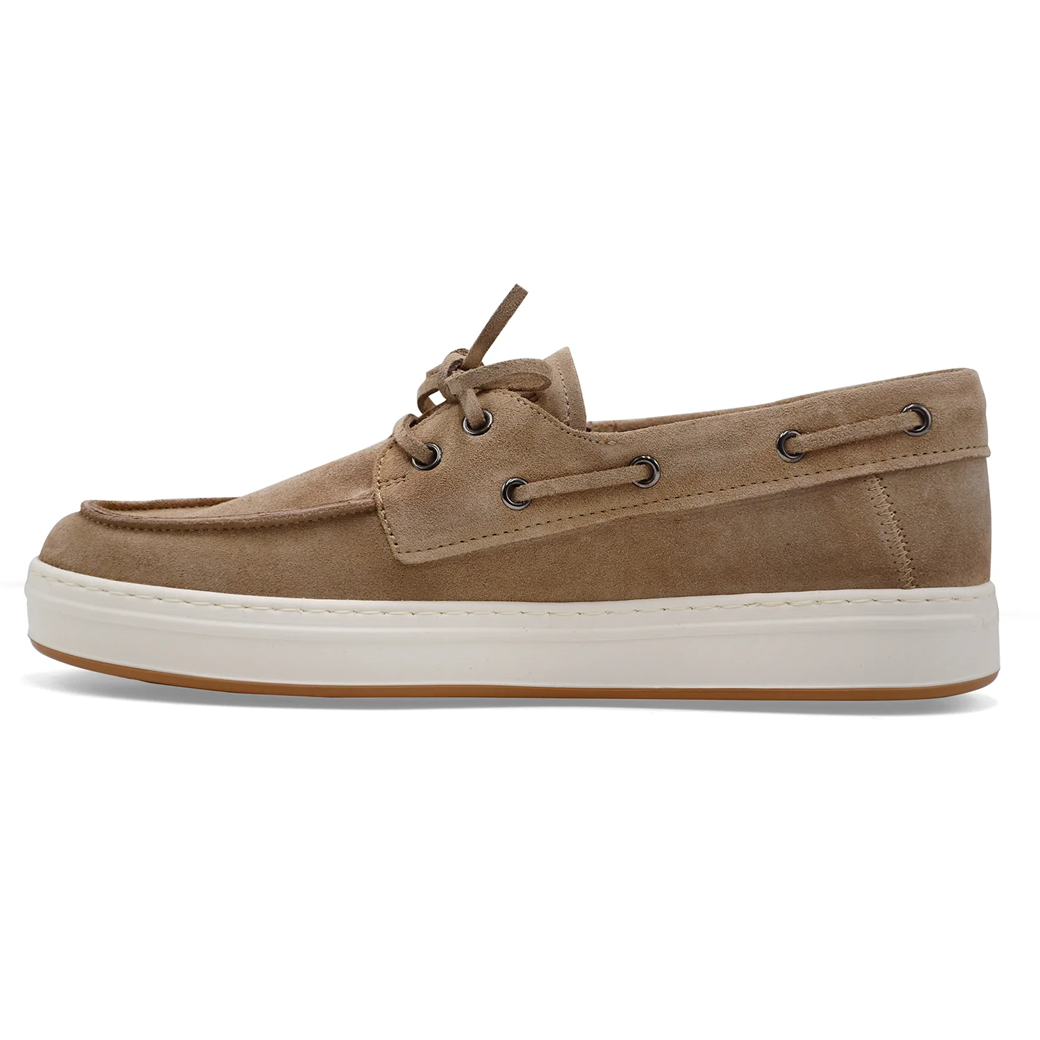Hogan Scarpe Da Barca Uomo H668 In Vera Pelle Scamosciata Beige - Image 3