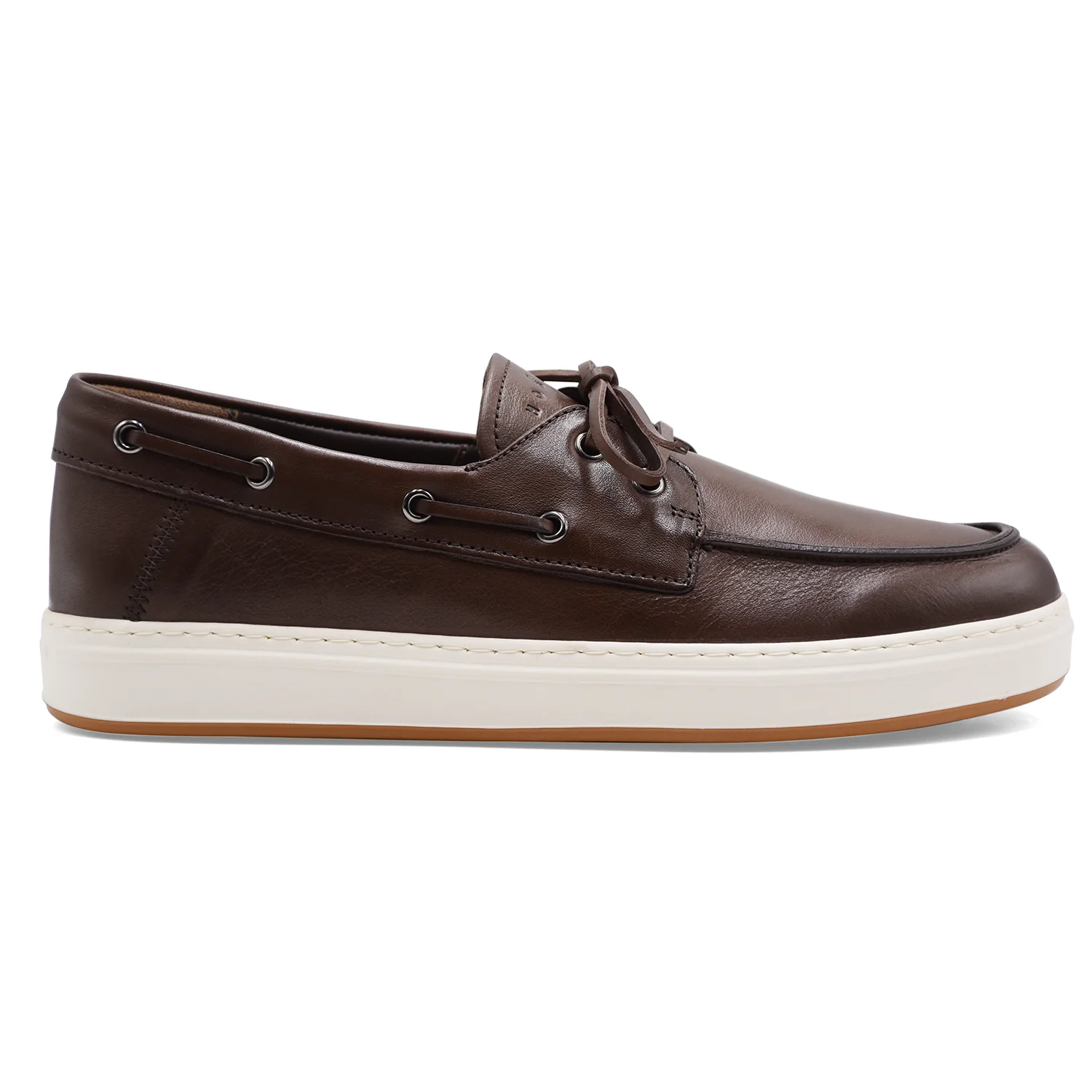 Scarpe Da Barca Hogan Uomo H668 Pelle Di Qualità Testa Di Moro