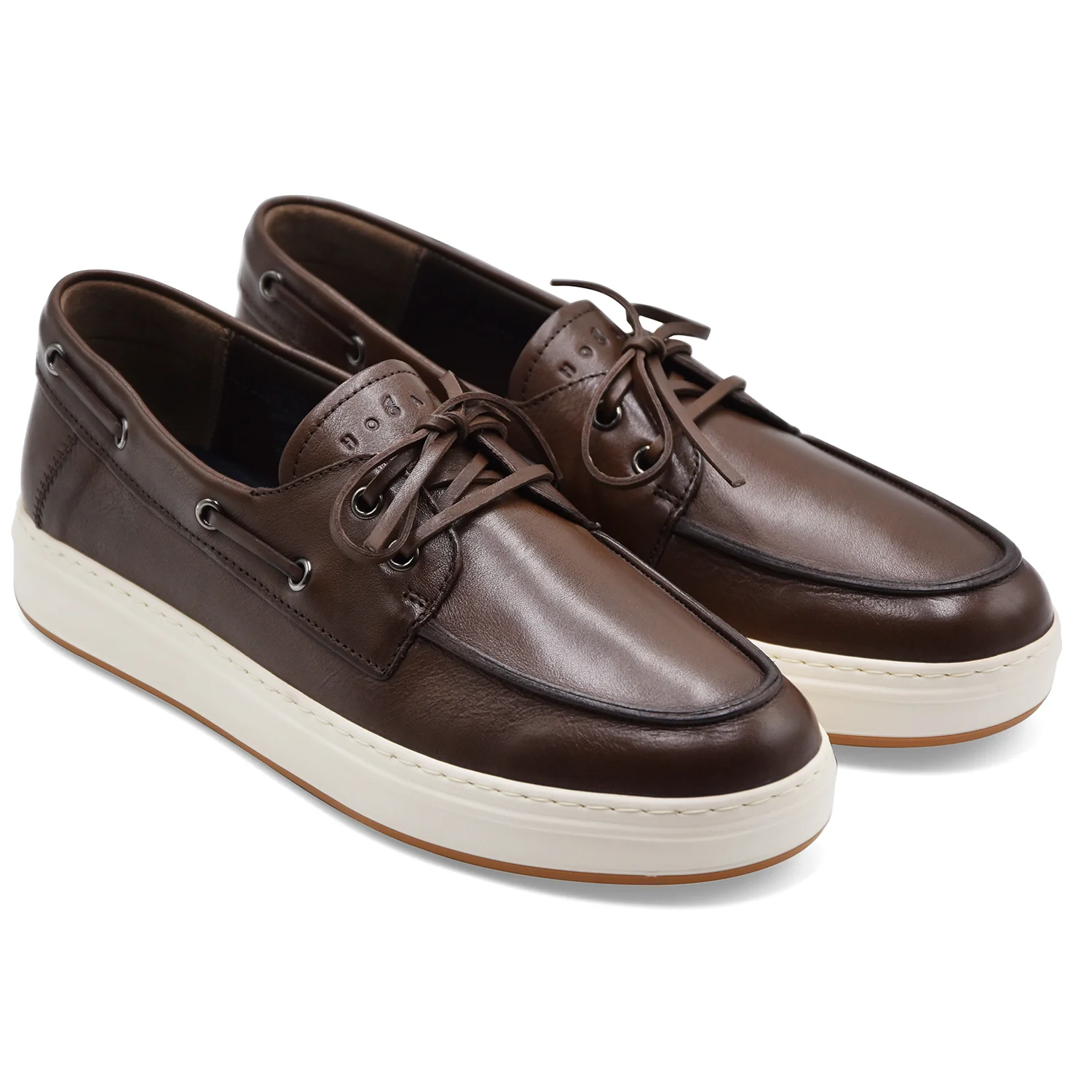 Scarpe Da Barca Hogan Uomo H668 Pelle Di Qualità Testa Di Moro - Image 2