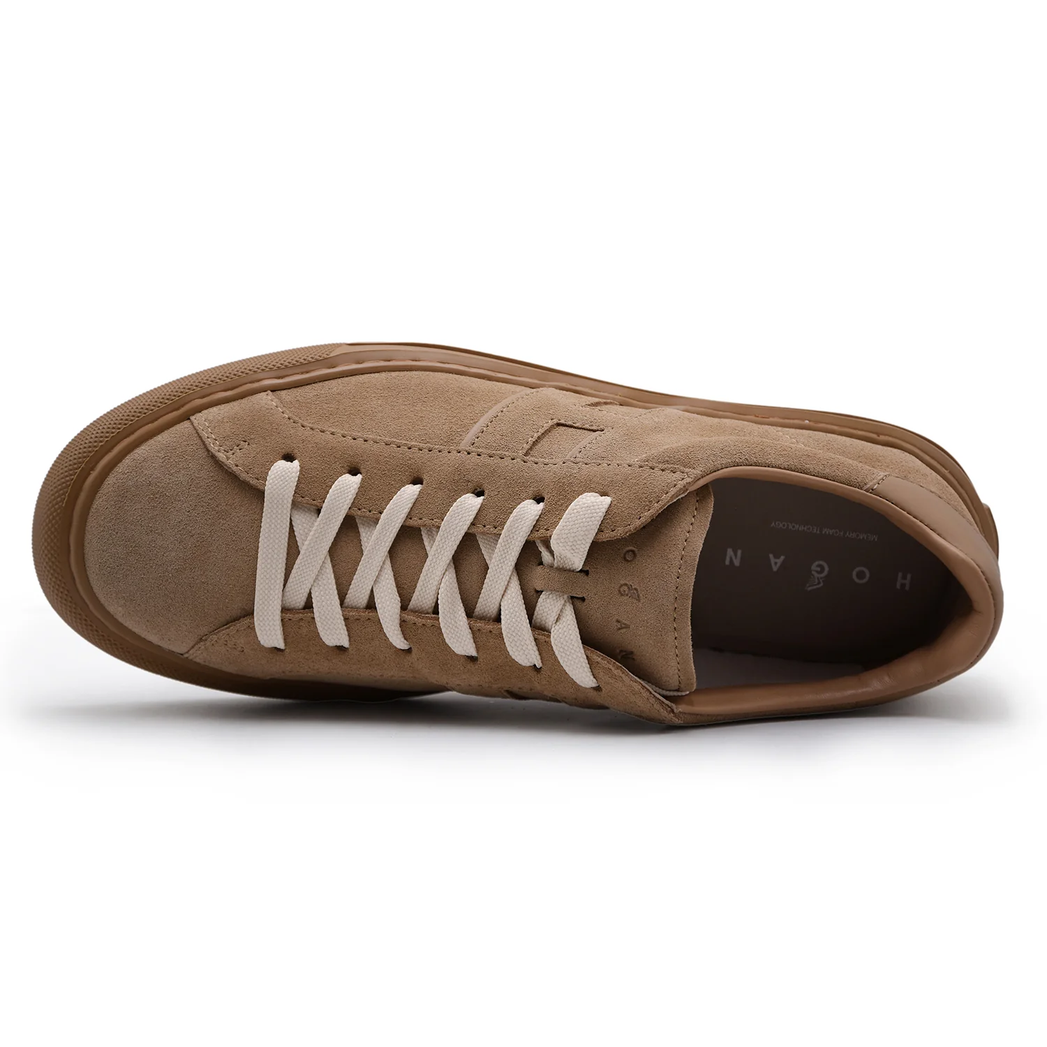 Sneakers Hogan H691 Uomo H Laterale In Pelle Scamosciata Beige - Image 3