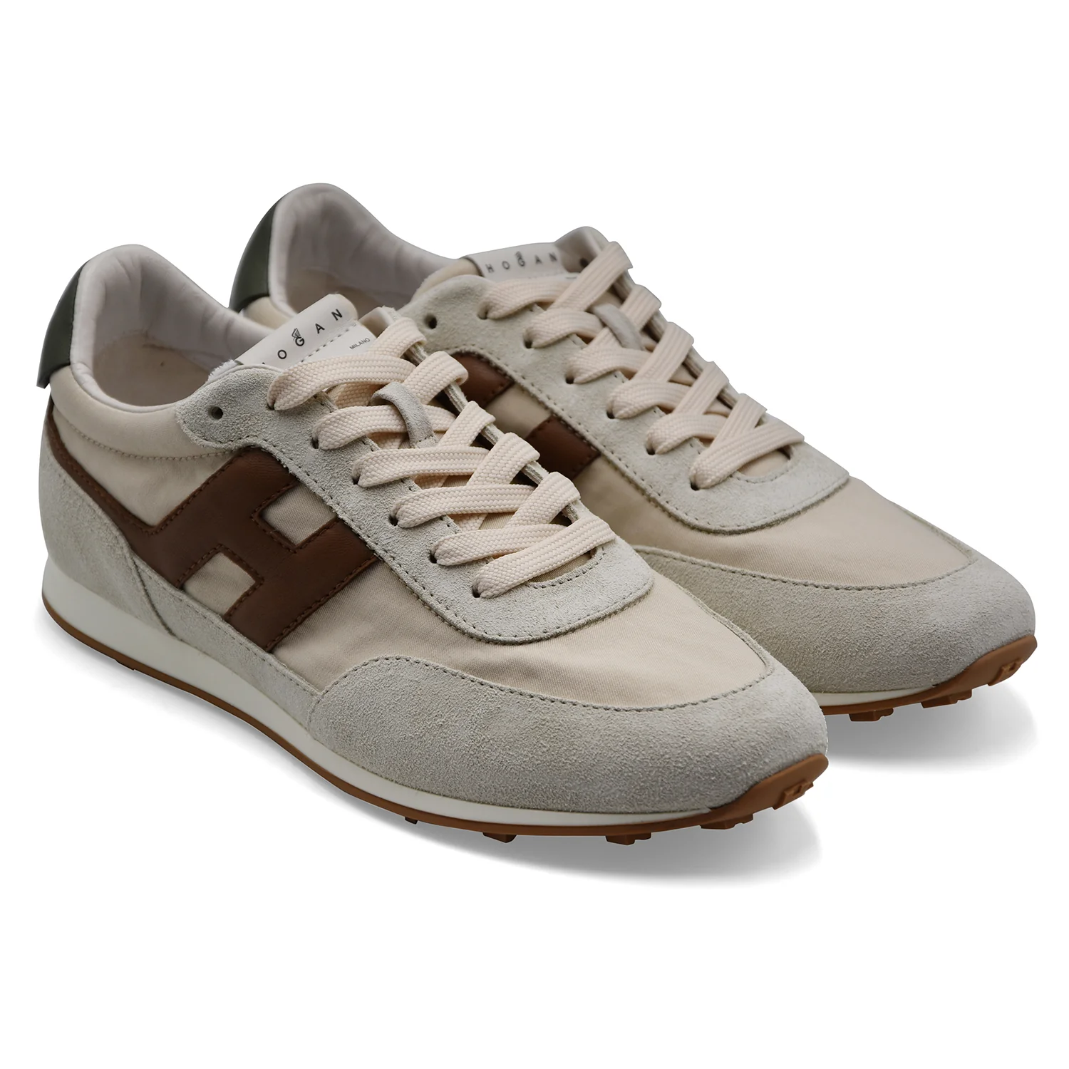 Sneakers Hogan Uomo H699 Pelle Scamosciata Grigio Con H Marrone - Image 2