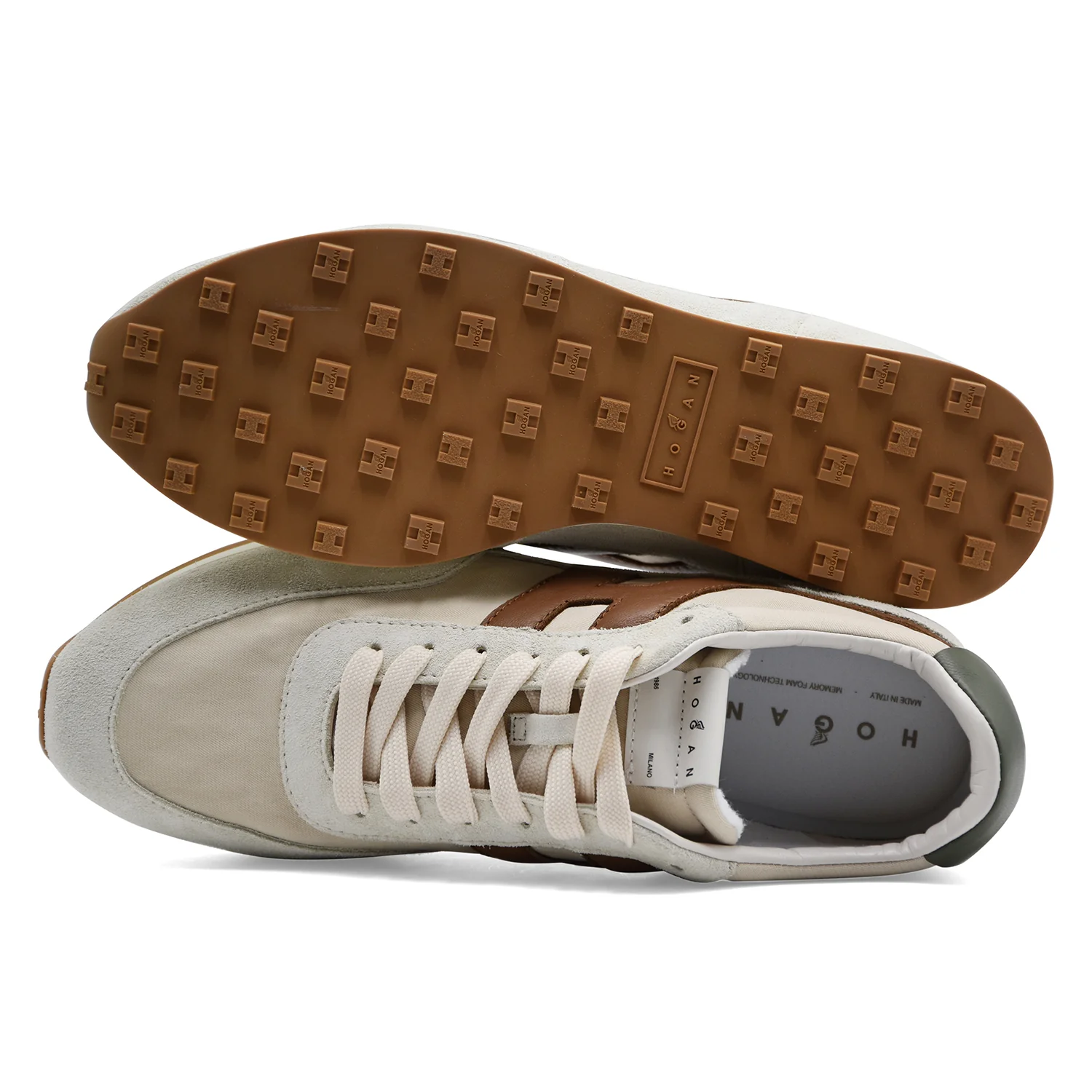 Sneakers Hogan Uomo H699 Pelle Scamosciata Grigio Con H Marrone - Image 5