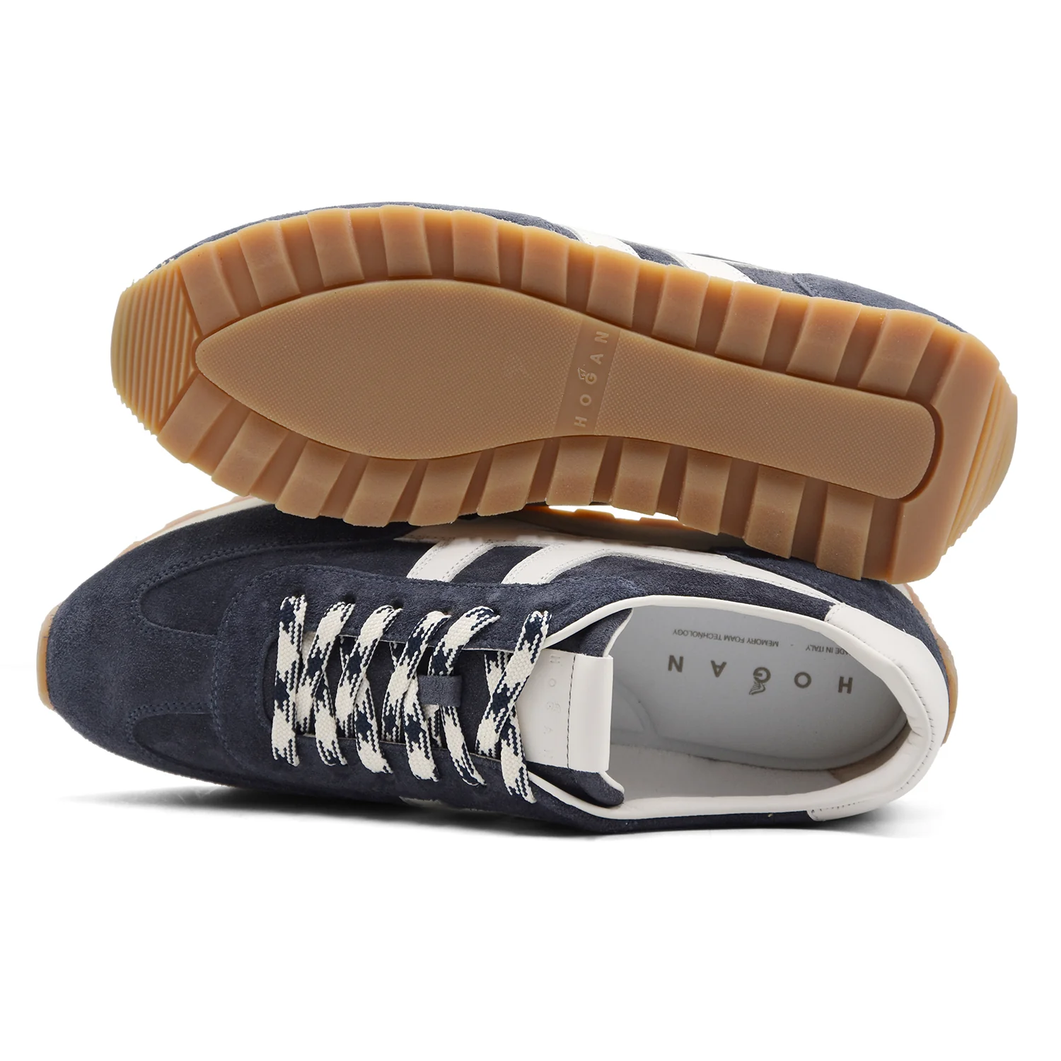 Sneakers Hogan 86er Uomo Suede Blu Navy Con Suola Extralight - Image 4
