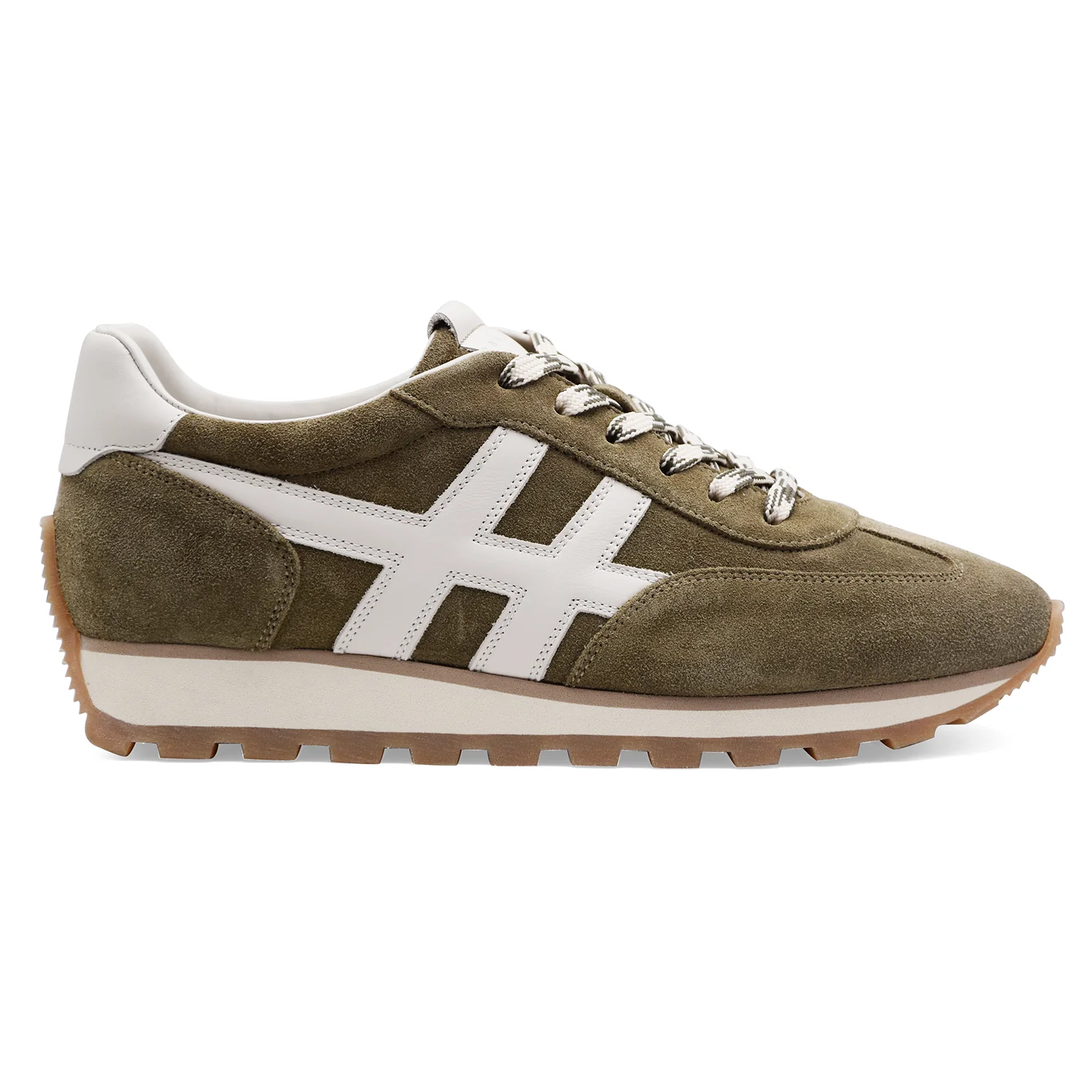 Sneakers Hogan Uomo H701 Camoscio Verde Con Dettagli In Bianco