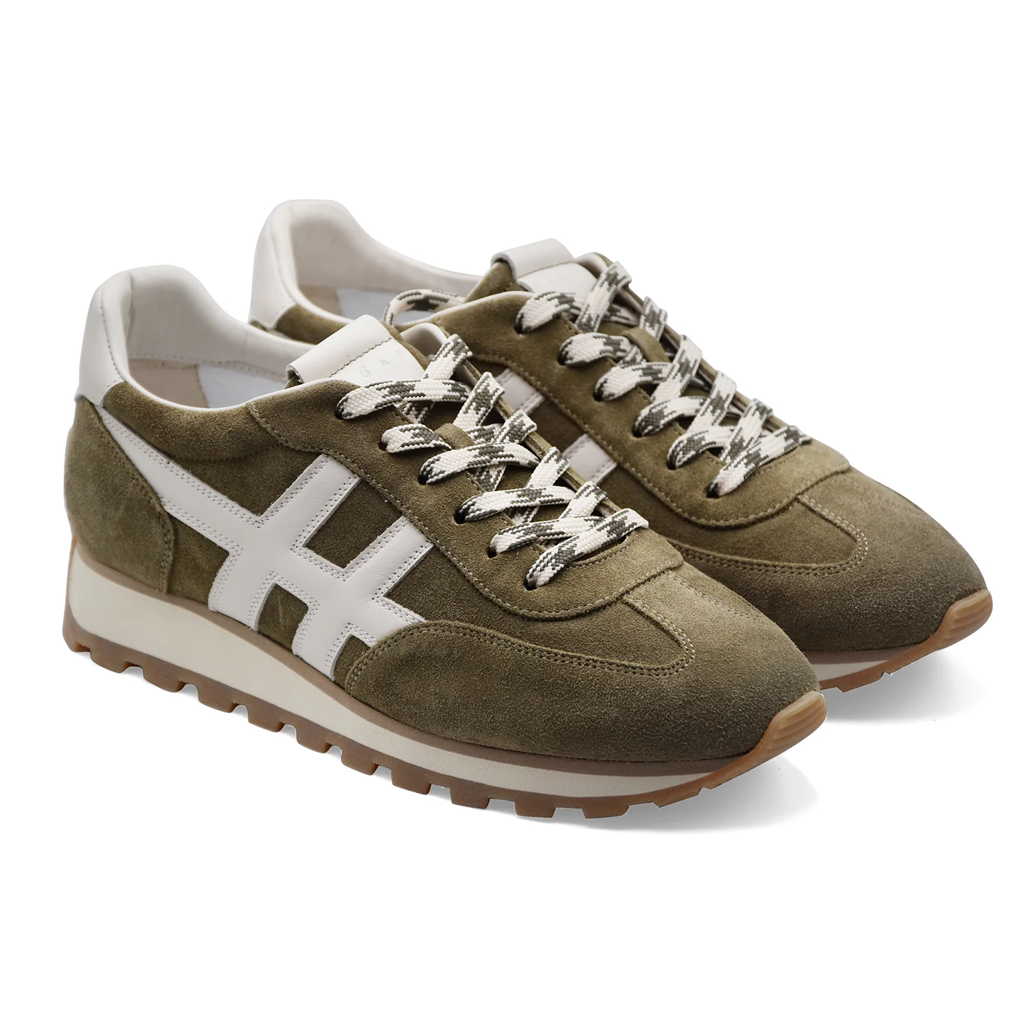 Sneakers Hogan Uomo H701 Camoscio Verde Con Dettagli In Bianco - Image 2
