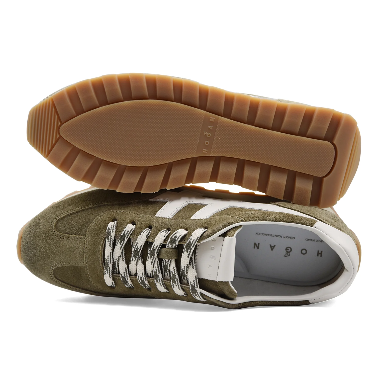 Sneakers Hogan Uomo H701 Camoscio Verde Con Dettagli In Bianco - Image 3