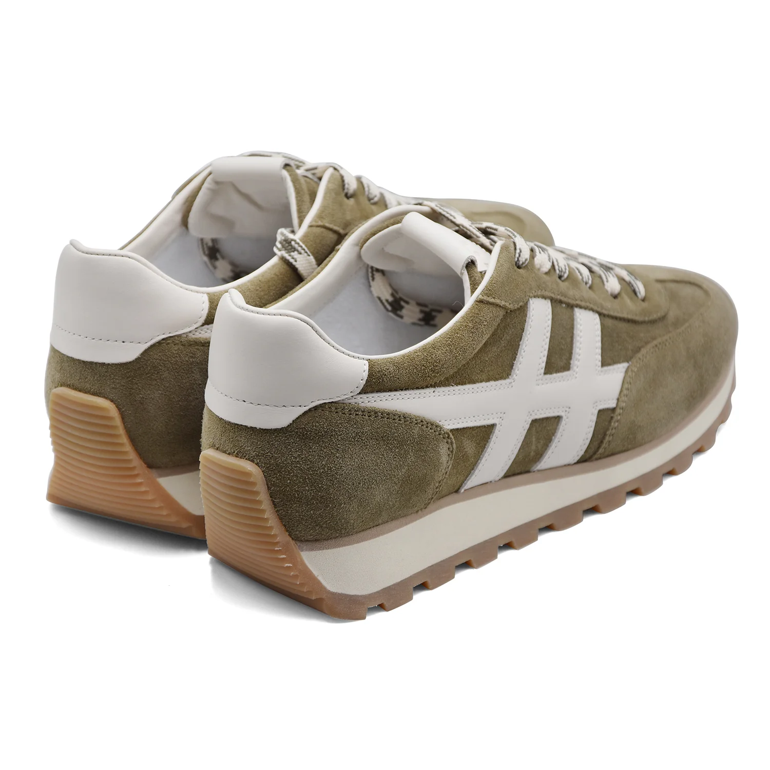 Sneakers Hogan Uomo H701 Camoscio Verde Con Dettagli In Bianco - Image 5