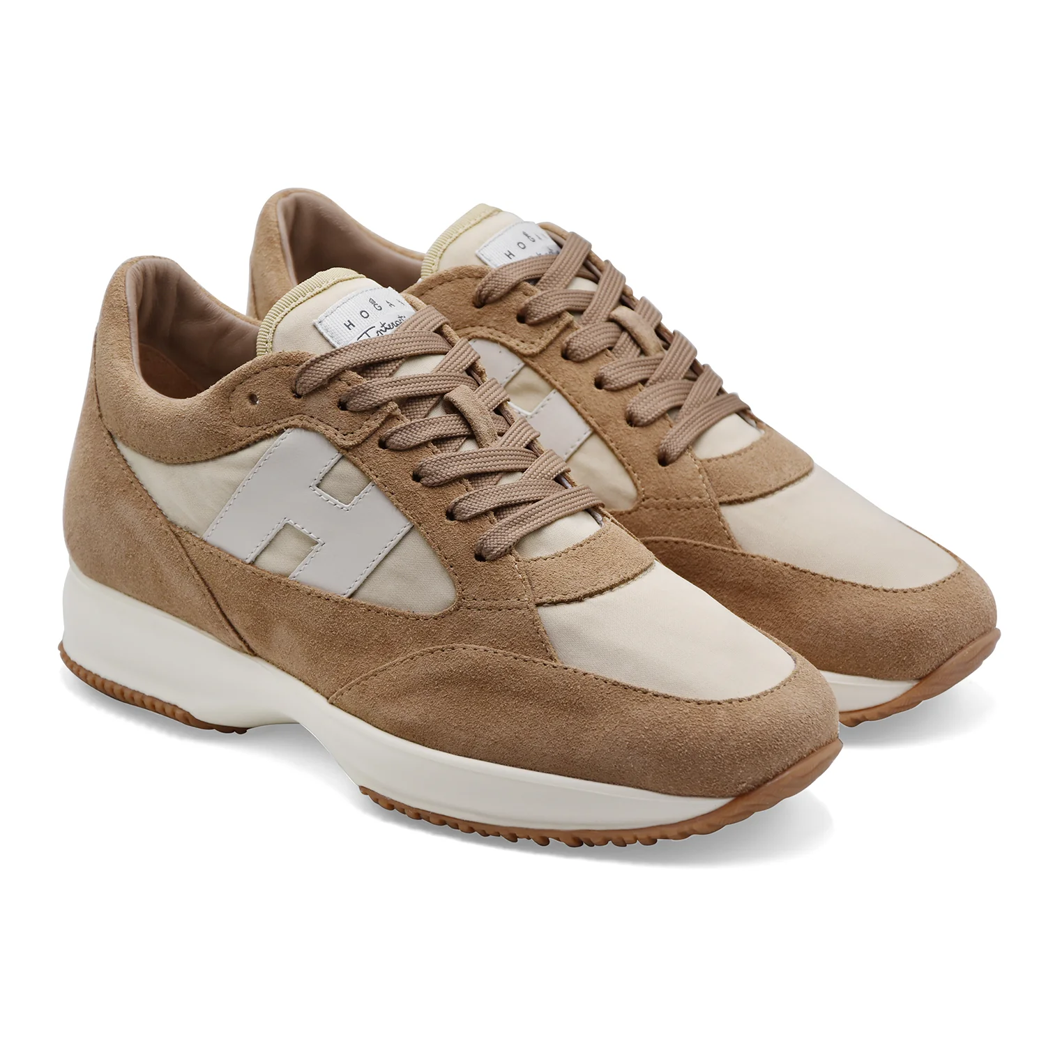 Hogan Sneakers Da Uomo INTERACTIVE Vera Pelle Scamosciata Beige - Image 2