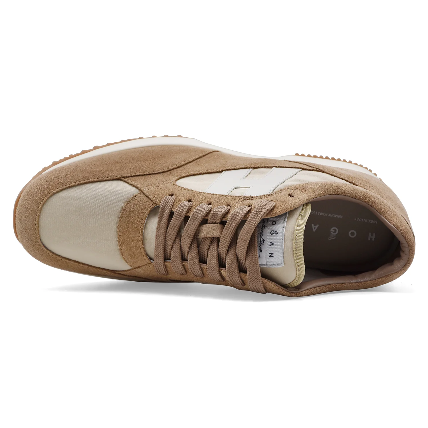 Hogan Sneakers Da Uomo INTERACTIVE Vera Pelle Scamosciata Beige - Image 4