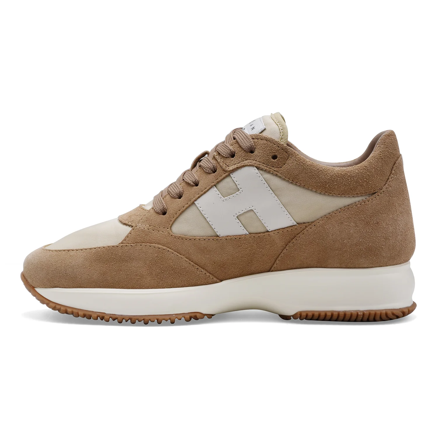 Hogan Sneakers Da Uomo INTERACTIVE Vera Pelle Scamosciata Beige - Image 5