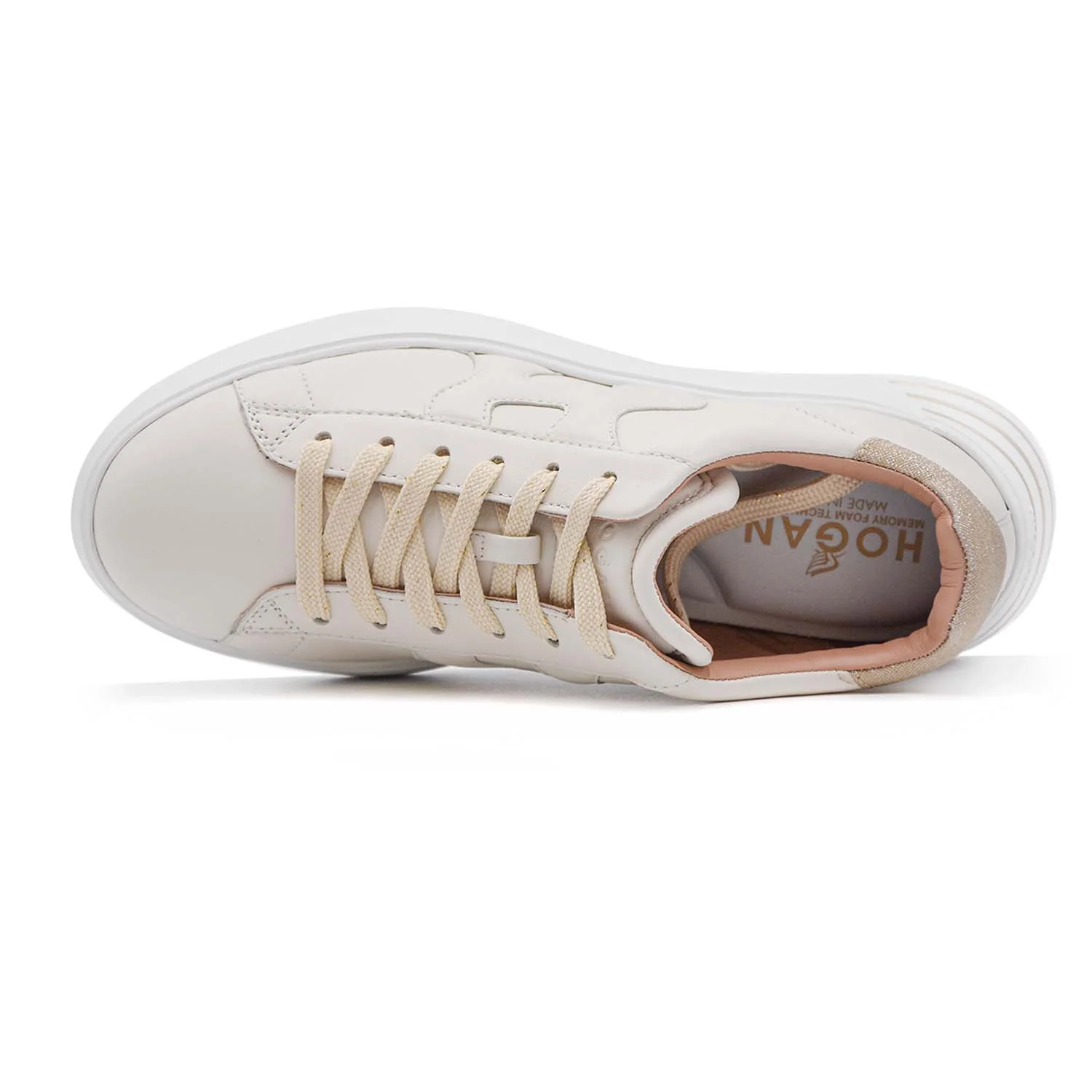 Hogan Rebel Oro Pallido Sneakers Donna Con Retro Tessuto Glitter - Image 3