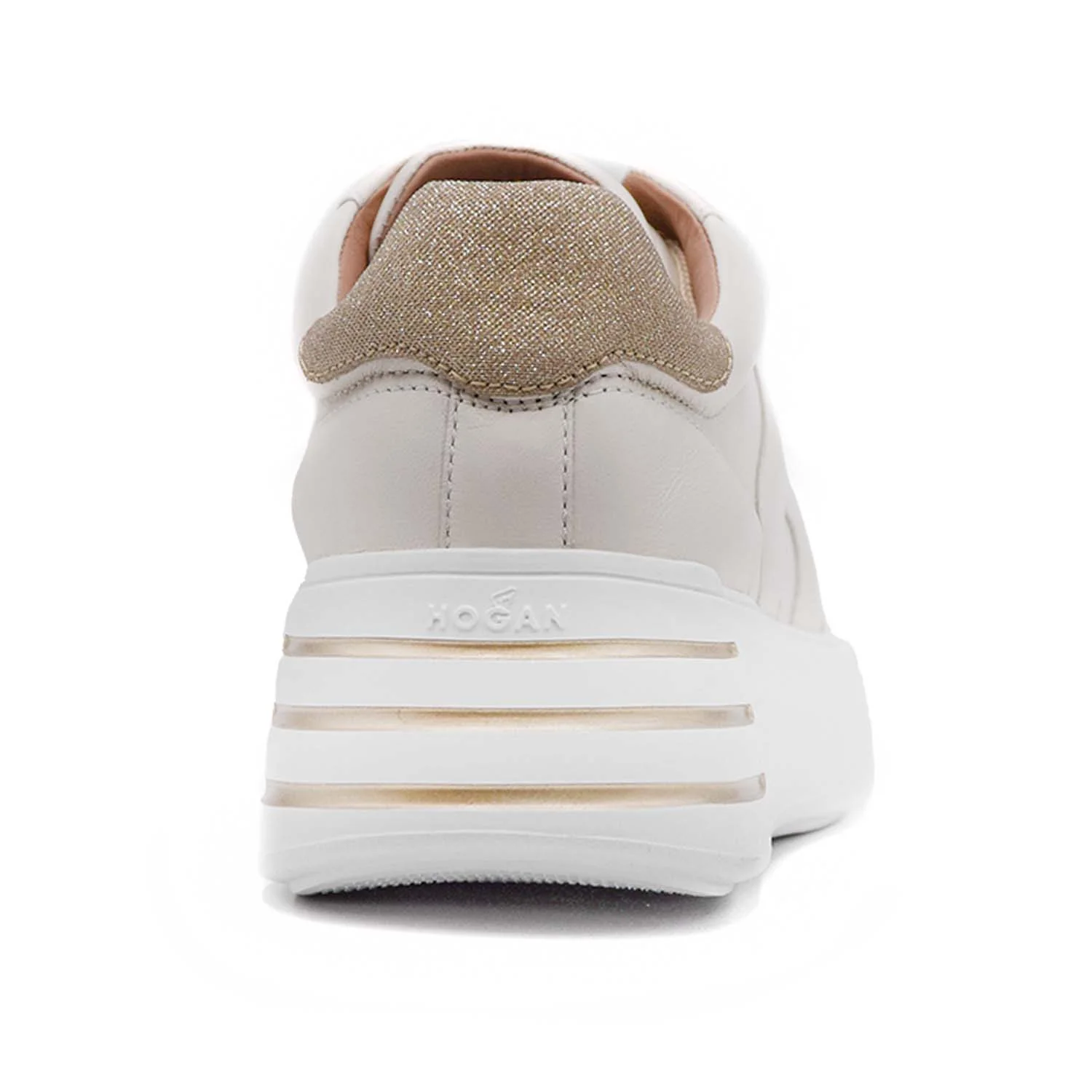 Hogan Rebel Oro Pallido Sneakers Donna Con Retro Tessuto Glitter - Image 4