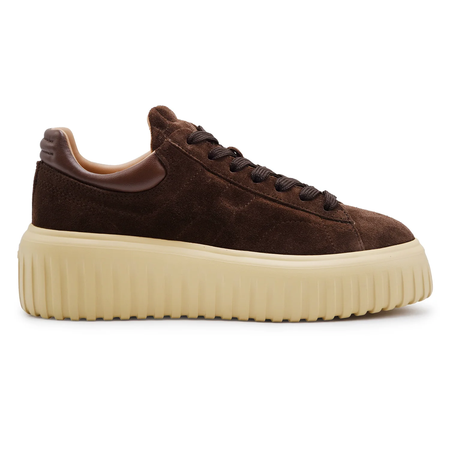 Sneakers Hogan H-Stripes Donna Camoscio Marrone Suola Extralight