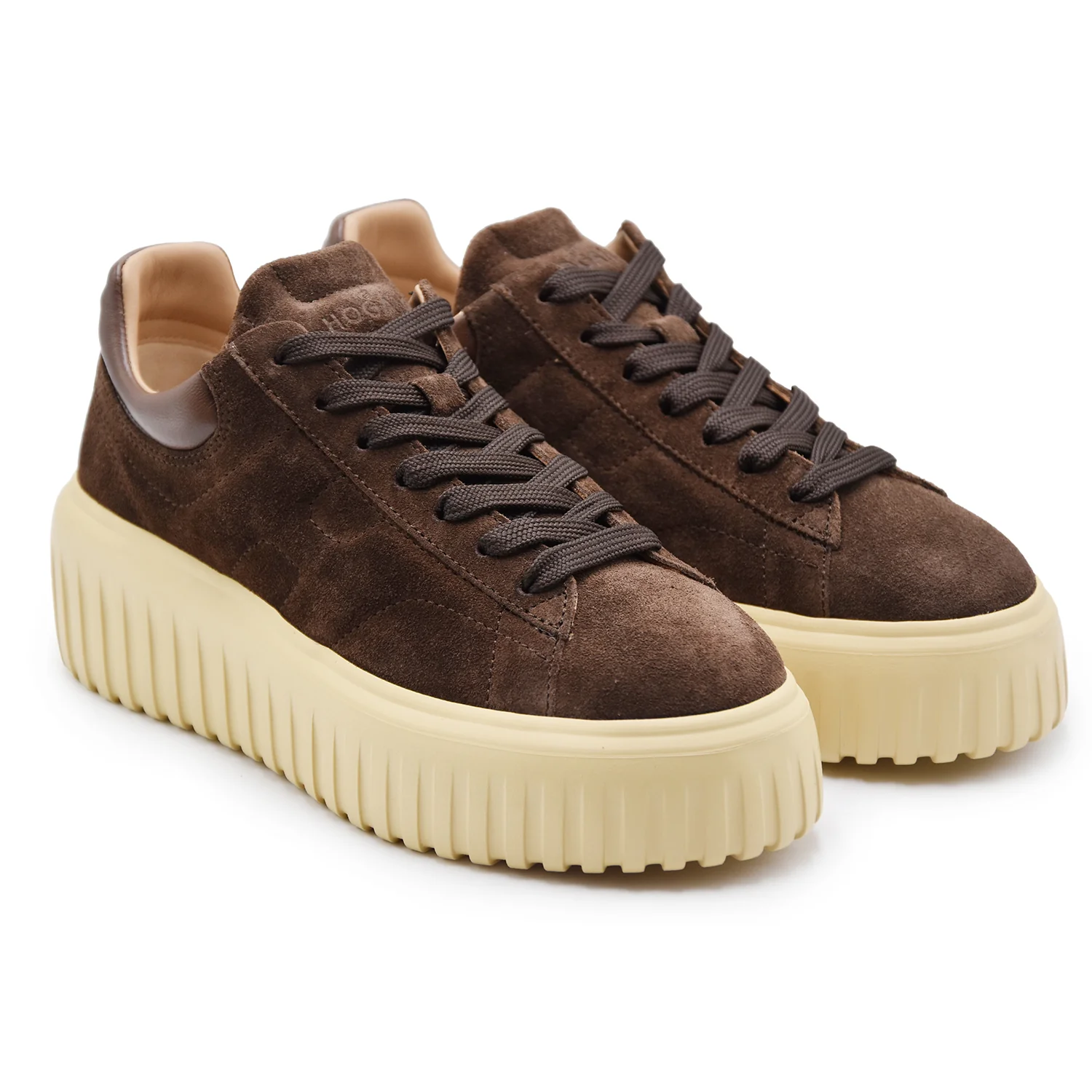 Sneakers Hogan H-Stripes Donna Camoscio Marrone Suola Extralight - Image 2