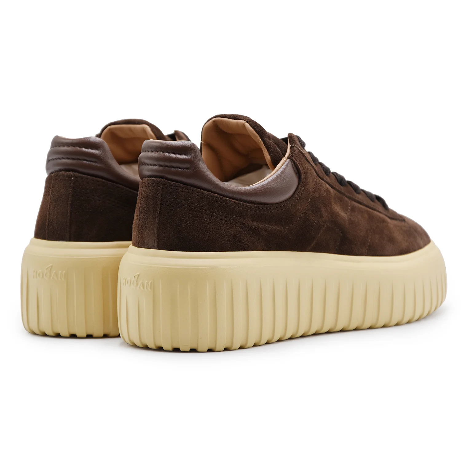 Sneakers Hogan H-Stripes Donna Camoscio Marrone Suola Extralight - Image 3