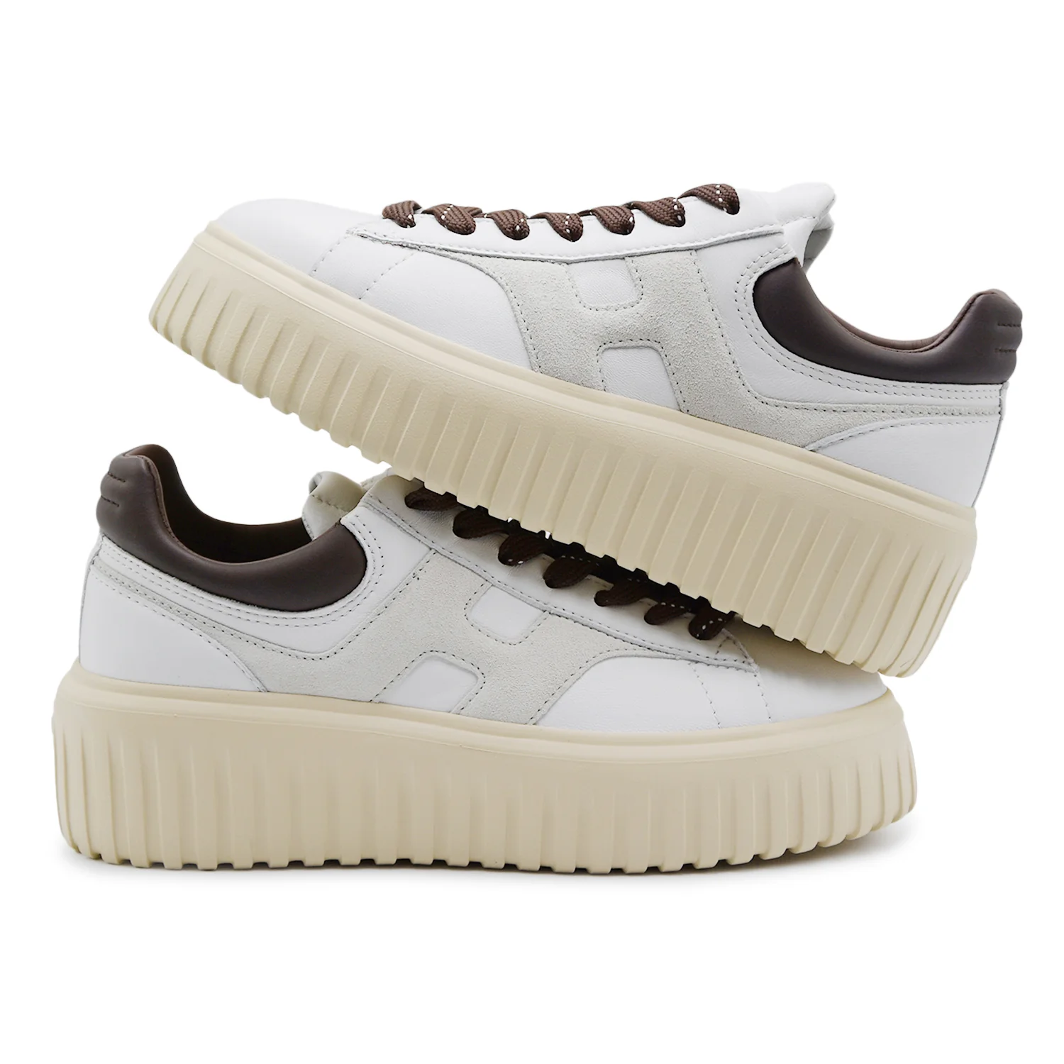 Sneakers Hogan H-Stripes Donna Bianco In Pelle Suola Extralight - Image 3