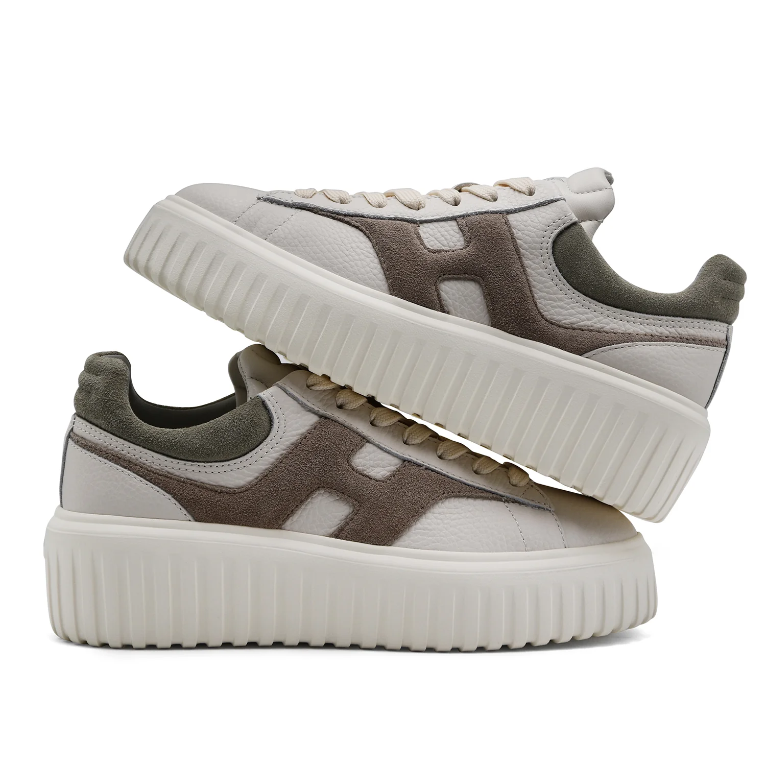 Sneakers Hogan H-Stripes Donna Avorio Beige Suola Extralight - Image 3