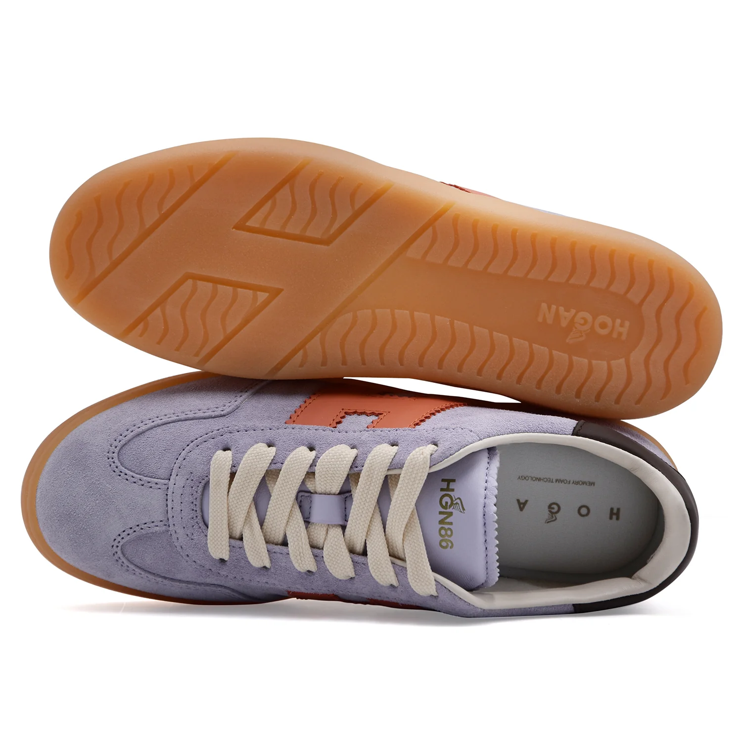 Sneakers Hogan Cool Donna Suede Viola Glicine Logo Arancione - Image 4