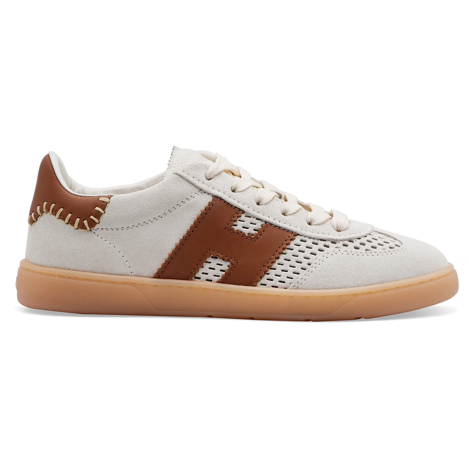Sneakers Donna Hogan Cool Pelle Scamosciata Avorio Piccoli Fori