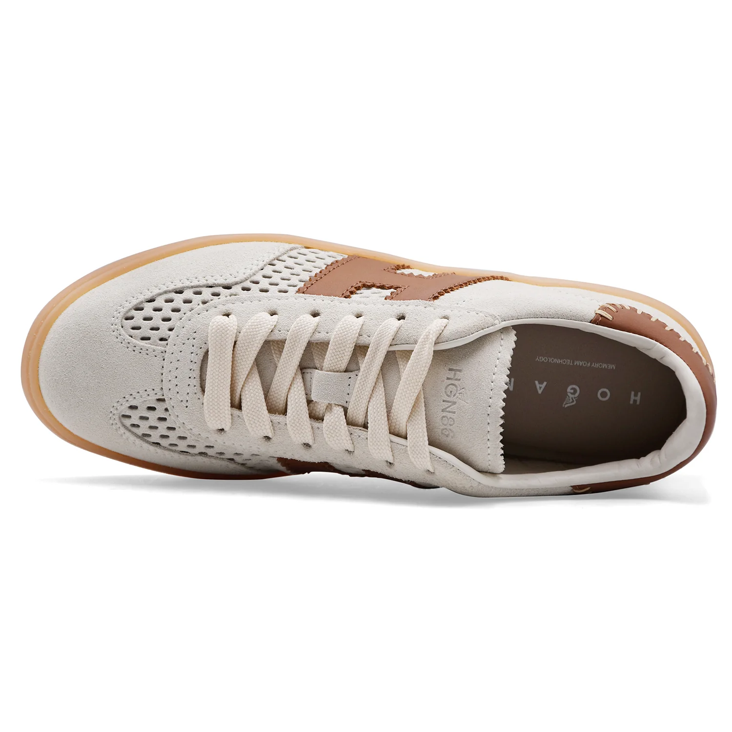 Sneakers Donna Hogan Cool Pelle Scamosciata Avorio Piccoli Fori - Image 3