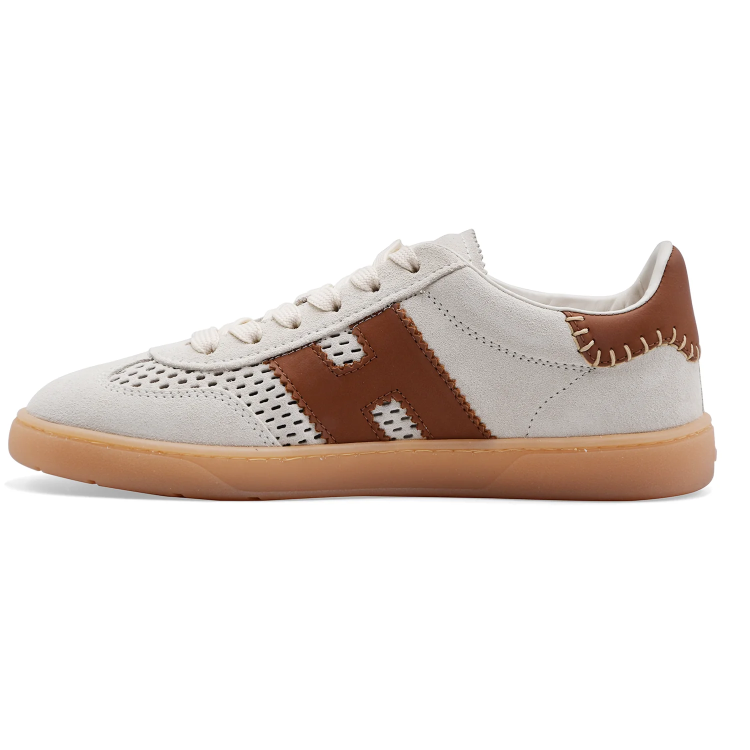 Sneakers Donna Hogan Cool Pelle Scamosciata Avorio Piccoli Fori - Image 5