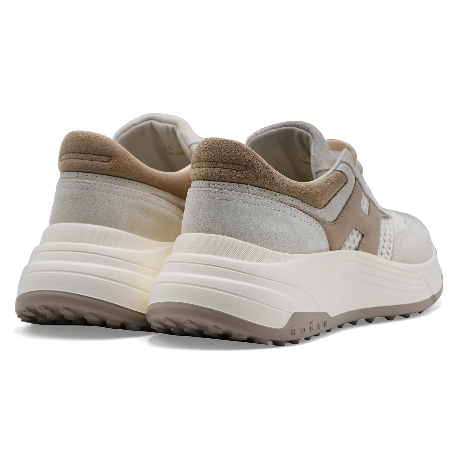 Hogan Sneakers Donna H669 In Pelle Scamosciata Bianco E Beige - Image 5