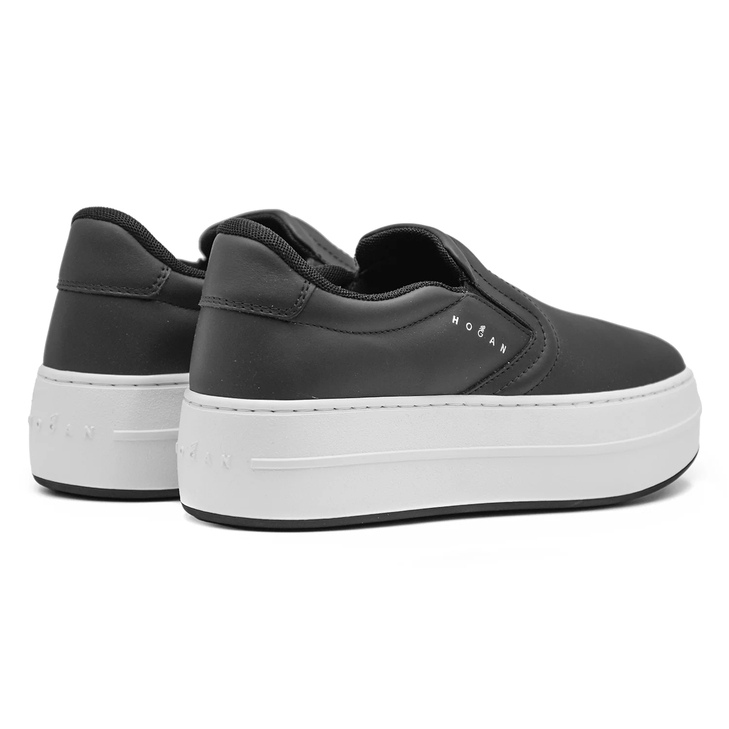 Sneakers Slip-On Hogan 670 Donna Nero Suola Alta A Contrasto - Image 4