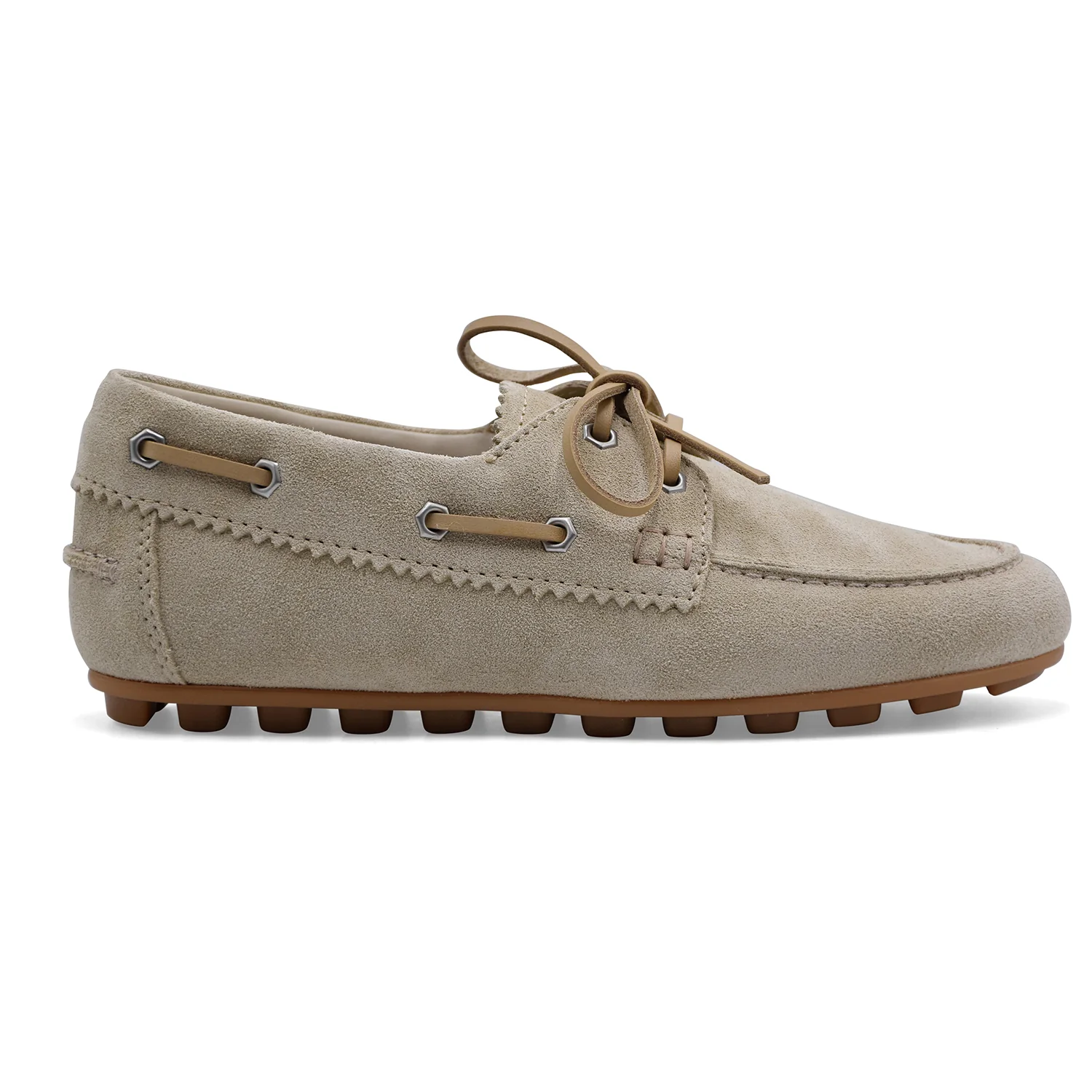 Hogan Donna Scarpe Da Barca Morbida Pelle Scamosciata Beige H693