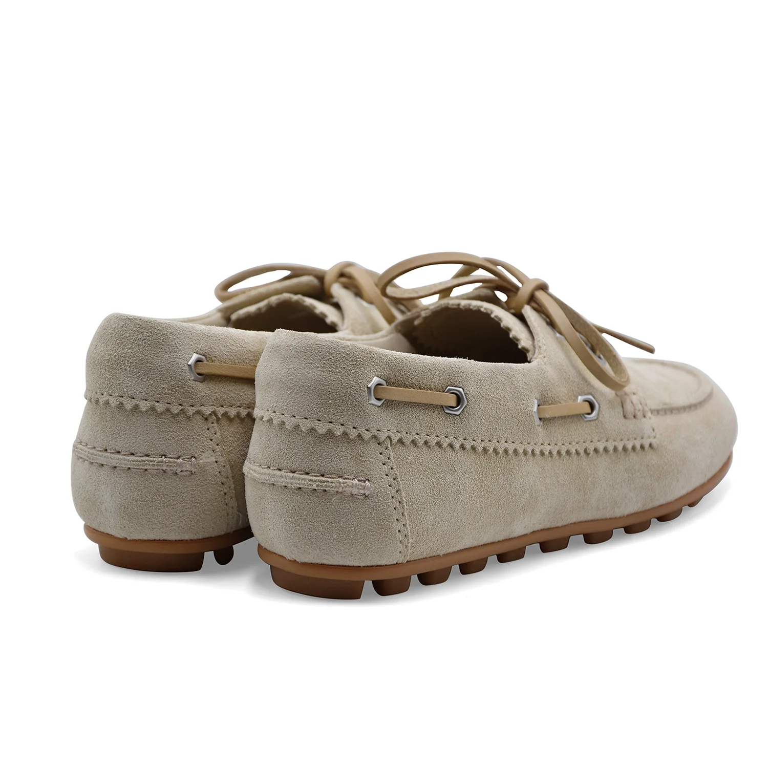Hogan Donna Scarpe Da Barca Morbida Pelle Scamosciata Beige H693 - Image 5
