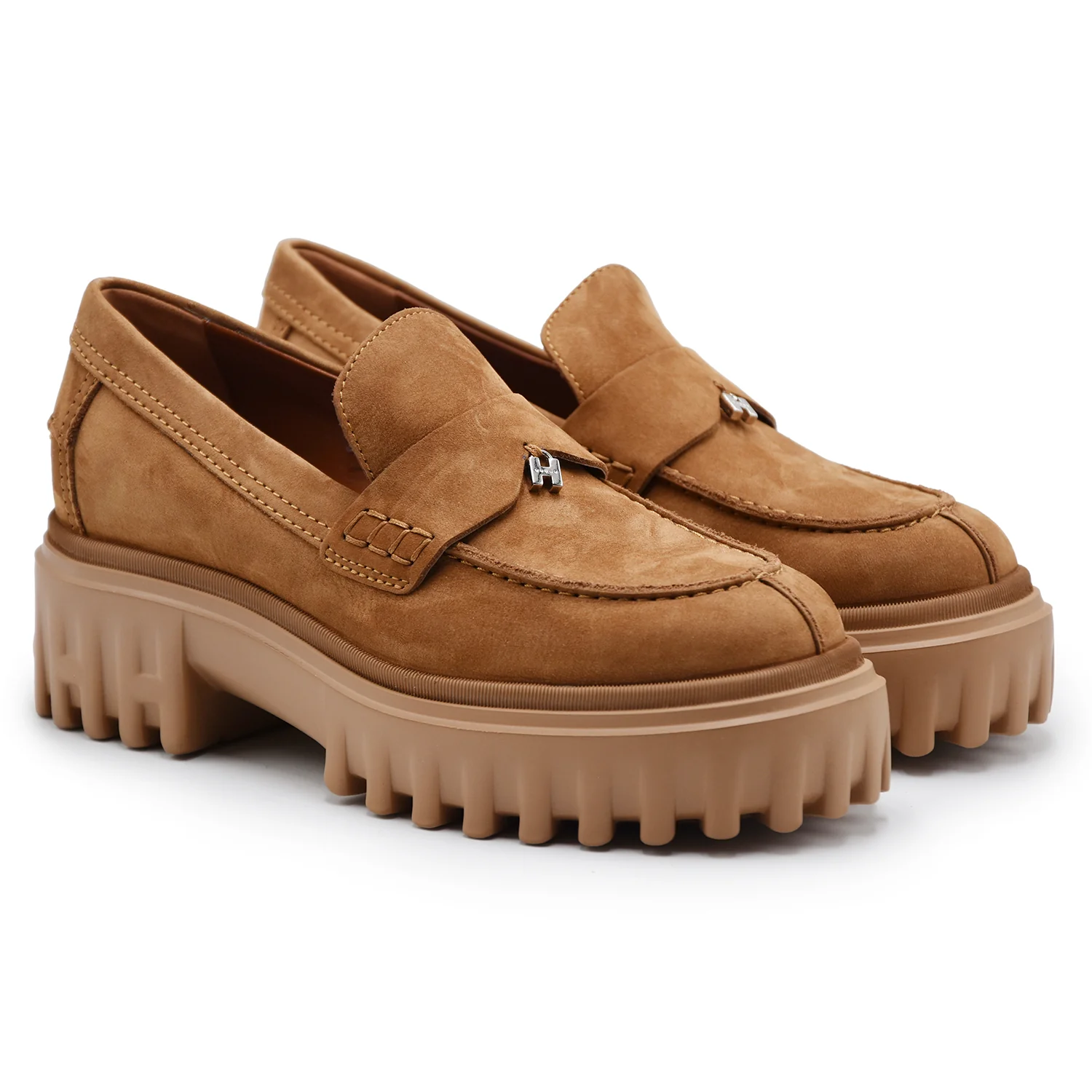 Mocassini Hogan H700 Donna Nabuk Marrone Soletta Memory Foam - Image 2