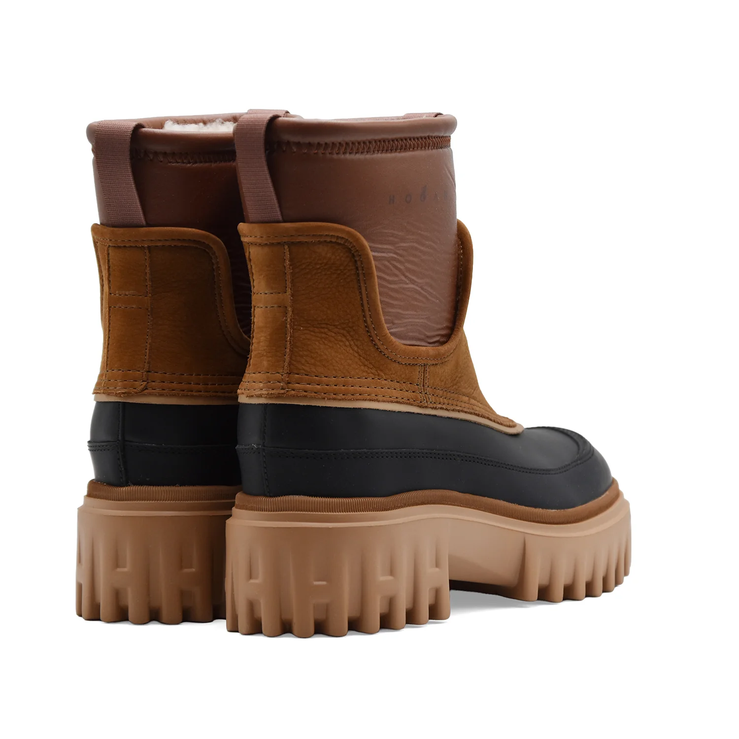 Stivaletti Hogan Donna H700 Chunky Pelle Marrone E Nabuk Cammello - Image 3