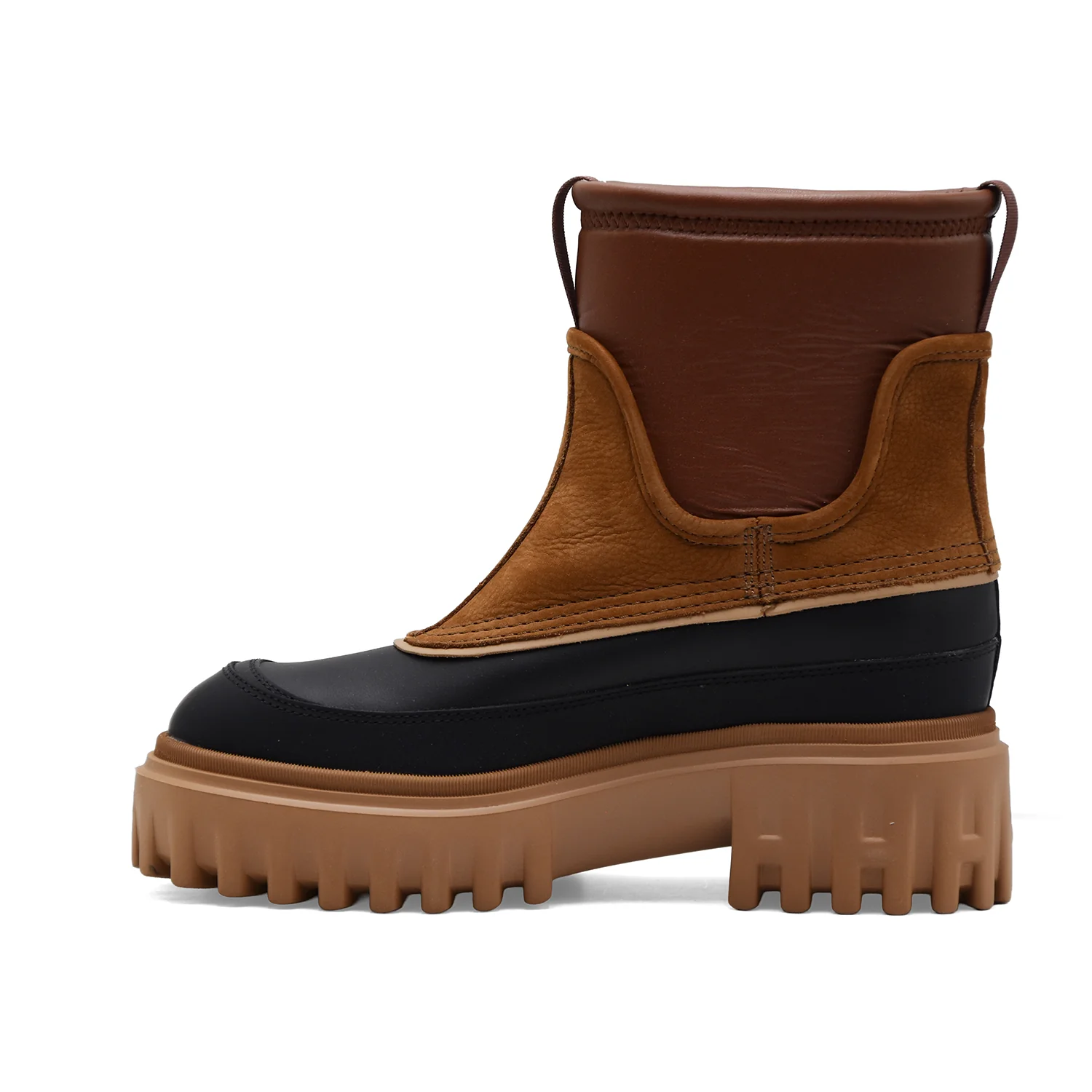 Stivaletti Hogan Donna H700 Chunky Pelle Marrone E Nabuk Cammello - Image 4