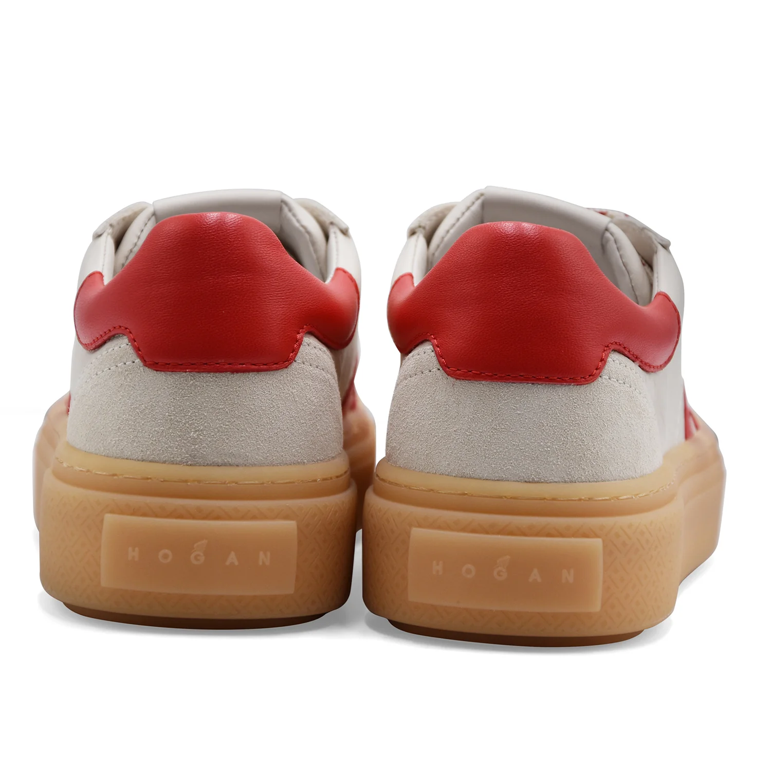 Hogan Sneakers Donna H705 Vera Pelle Bianca Con Dettagli Rossi - Image 5