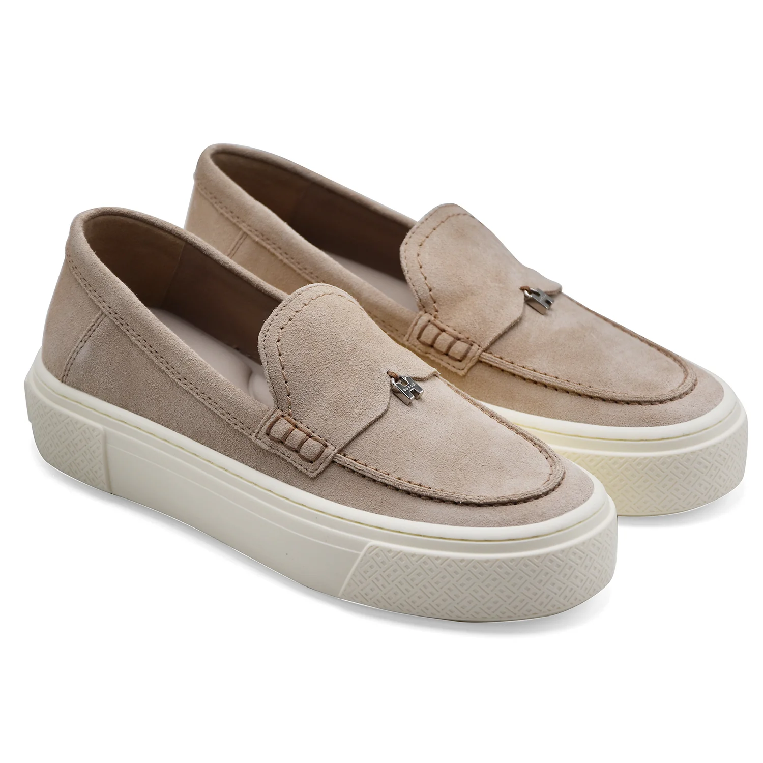 Hogan Mocassini Donna H705 Camoscio Beige Soletta Memory Foam - Image 2