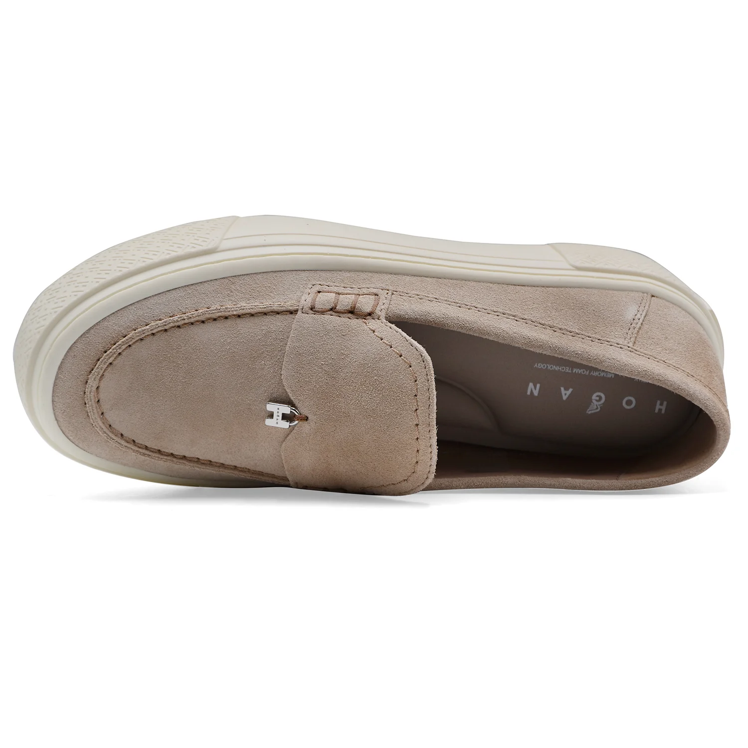 Hogan Mocassini Donna H705 Camoscio Beige Soletta Memory Foam - Image 3