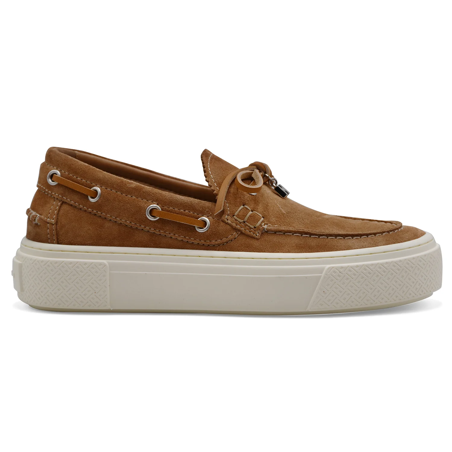 Scarpe Da Barca Donna Hogan H705 In Pelle Scamosciata Cammello
