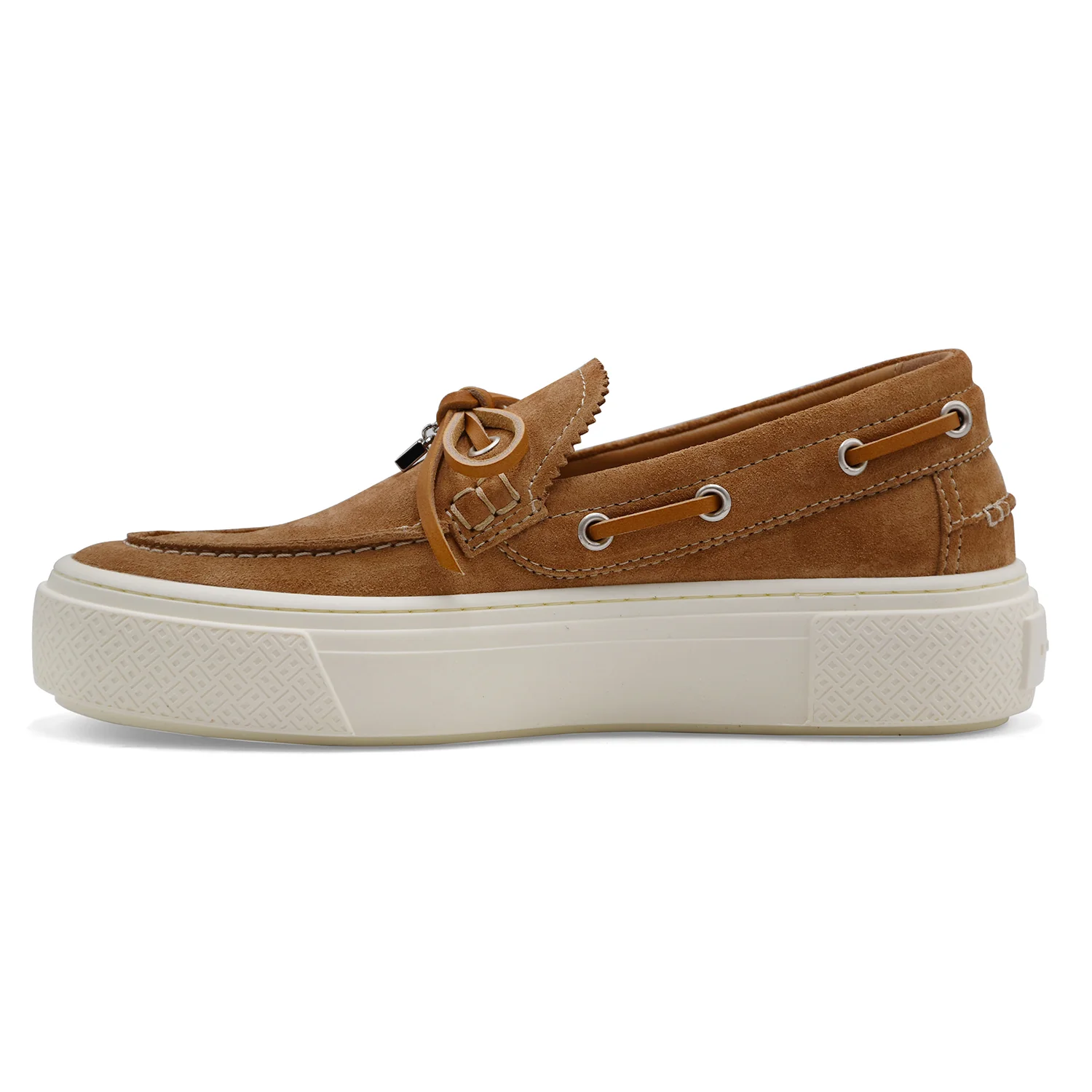 Scarpe Da Barca Donna Hogan H705 In Pelle Scamosciata Cammello - Image 4
