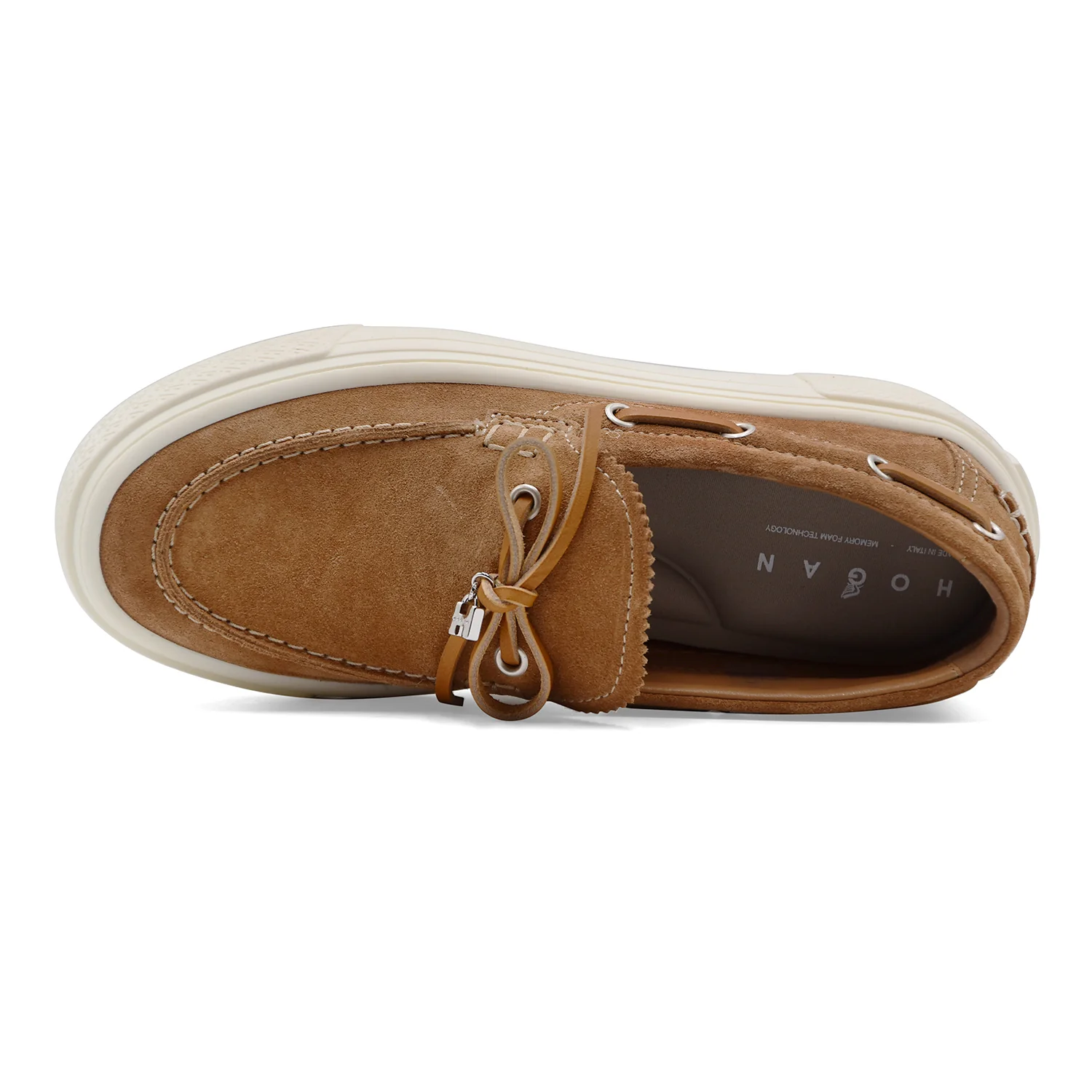 Scarpe Da Barca Donna Hogan H705 In Pelle Scamosciata Cammello - Image 5