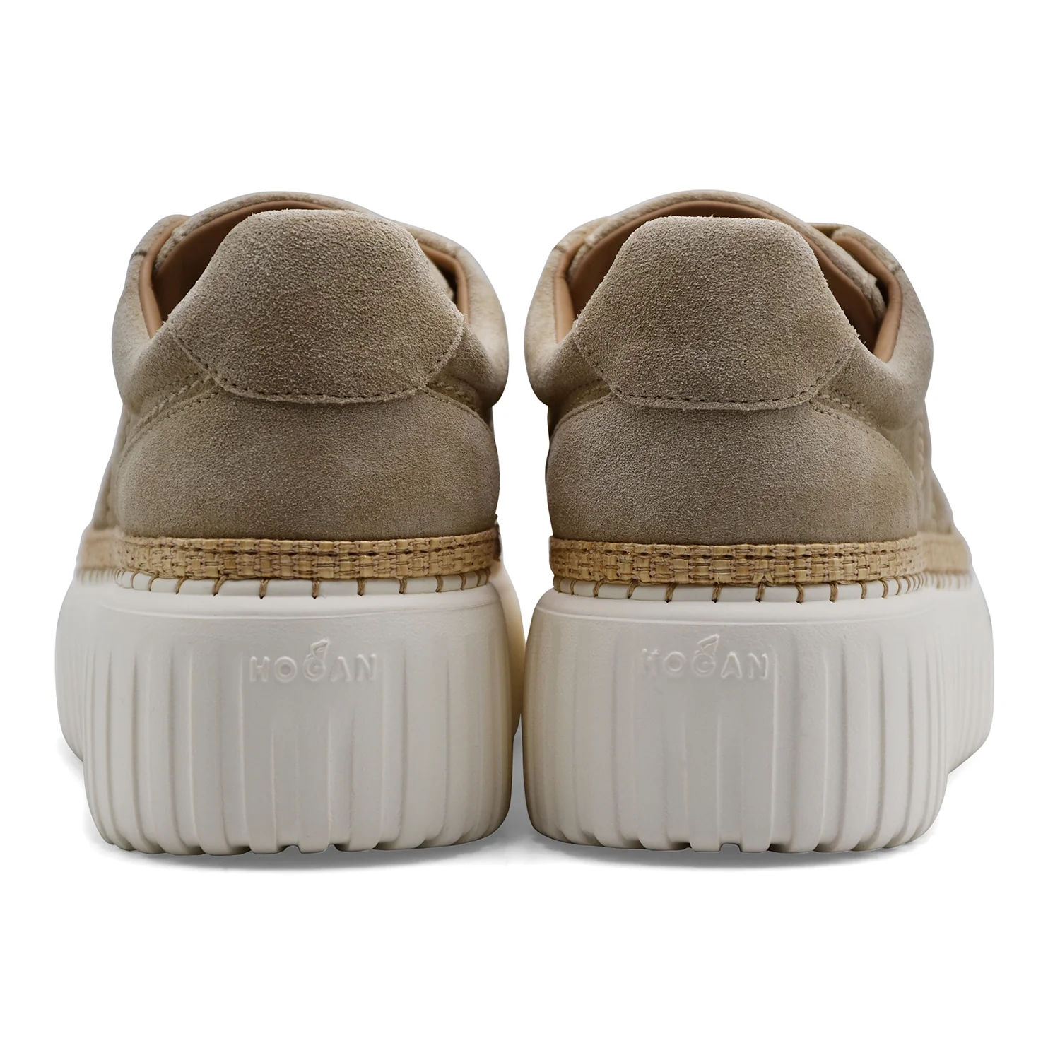 Sneakers Hogan H-Stripes Donna In Suede Beige Design Bilanciato - Image 4