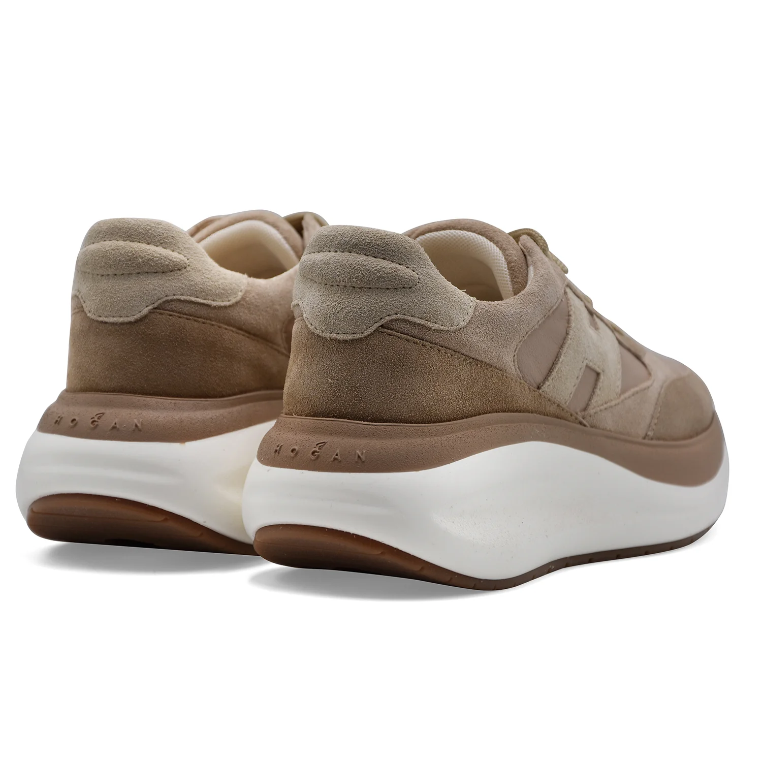 Hogan Sneakers Donna H714 Vera Pelle Scamosciata E Tessuto Beige - Image 4