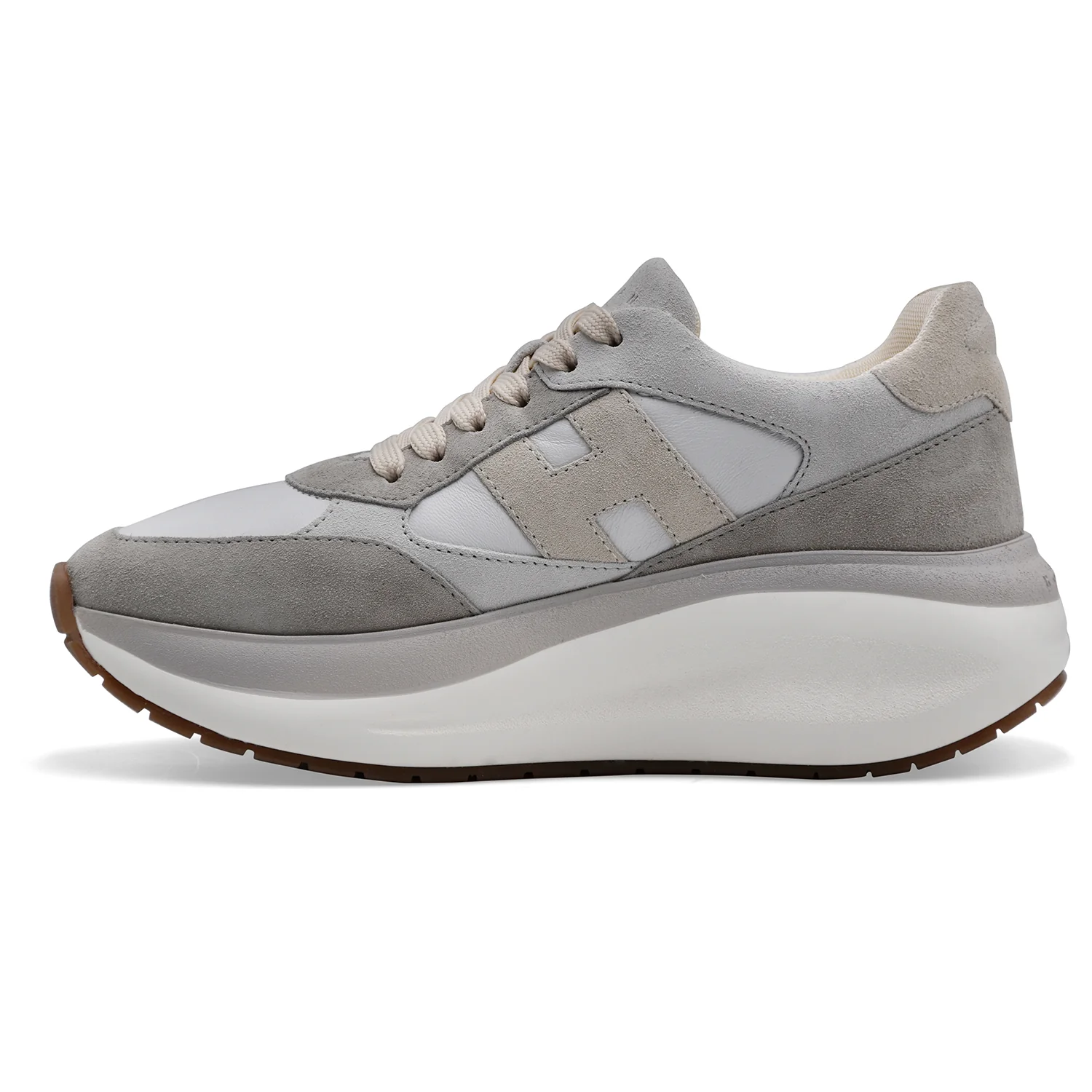 Sneakers Hogan H714 Donna Eleganti In Pelle Scamosciata Beige - Image 3