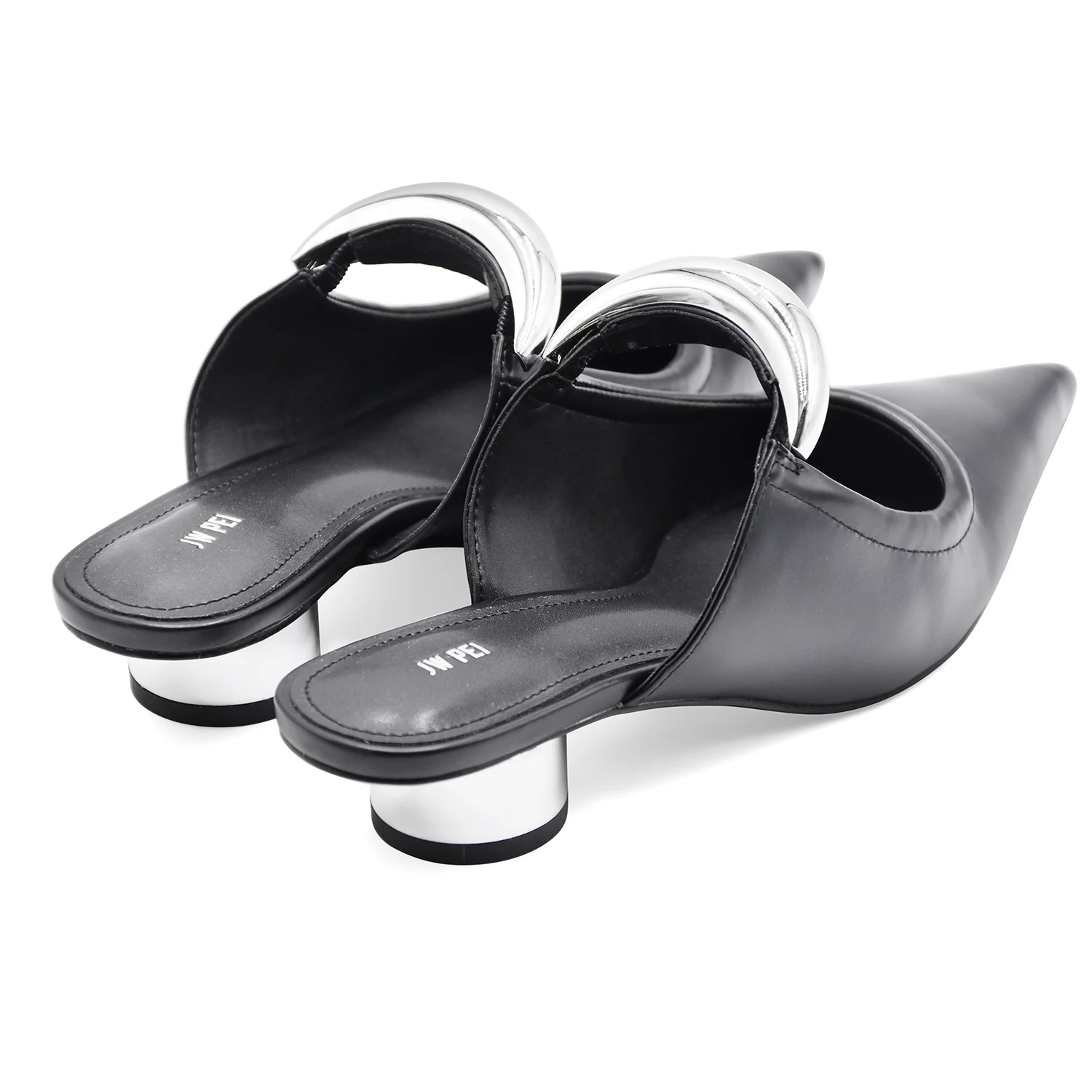 Sabot JW PEI Donna Helena Nero Con Hardware In Metallo Argento - Image 5