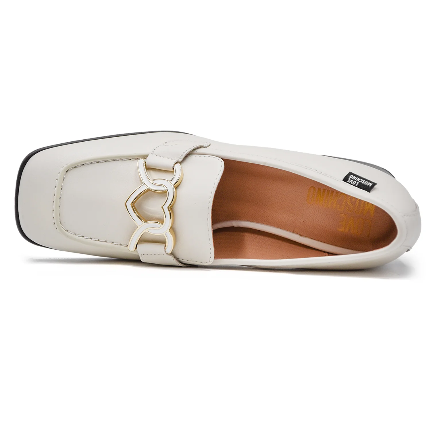 Love Moschino Mocassini Bianco Donna Con Tacco Comodo Fondo Gomma - Image 3