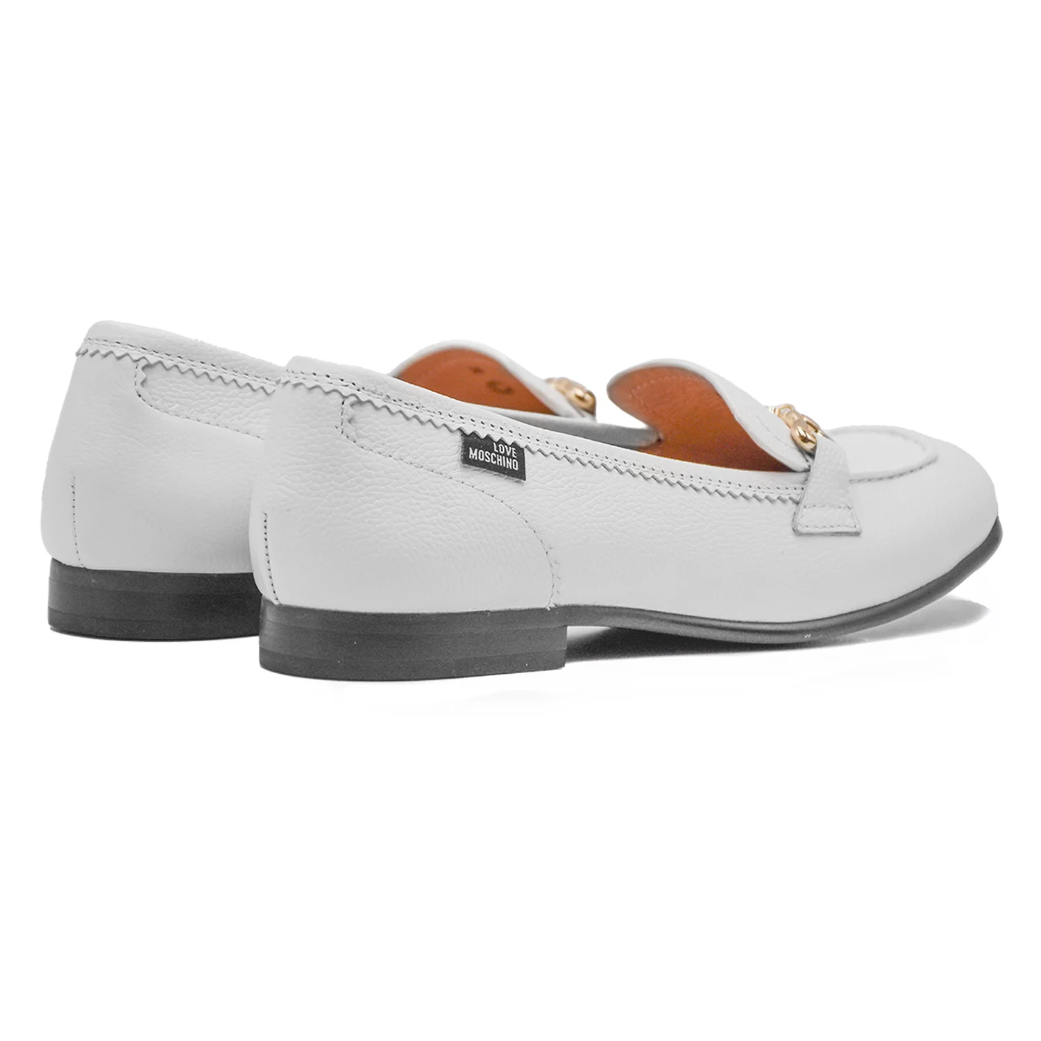 Love Moschino Mocassini Bianco Fettuccia Logata Laterale Donna - Image 5