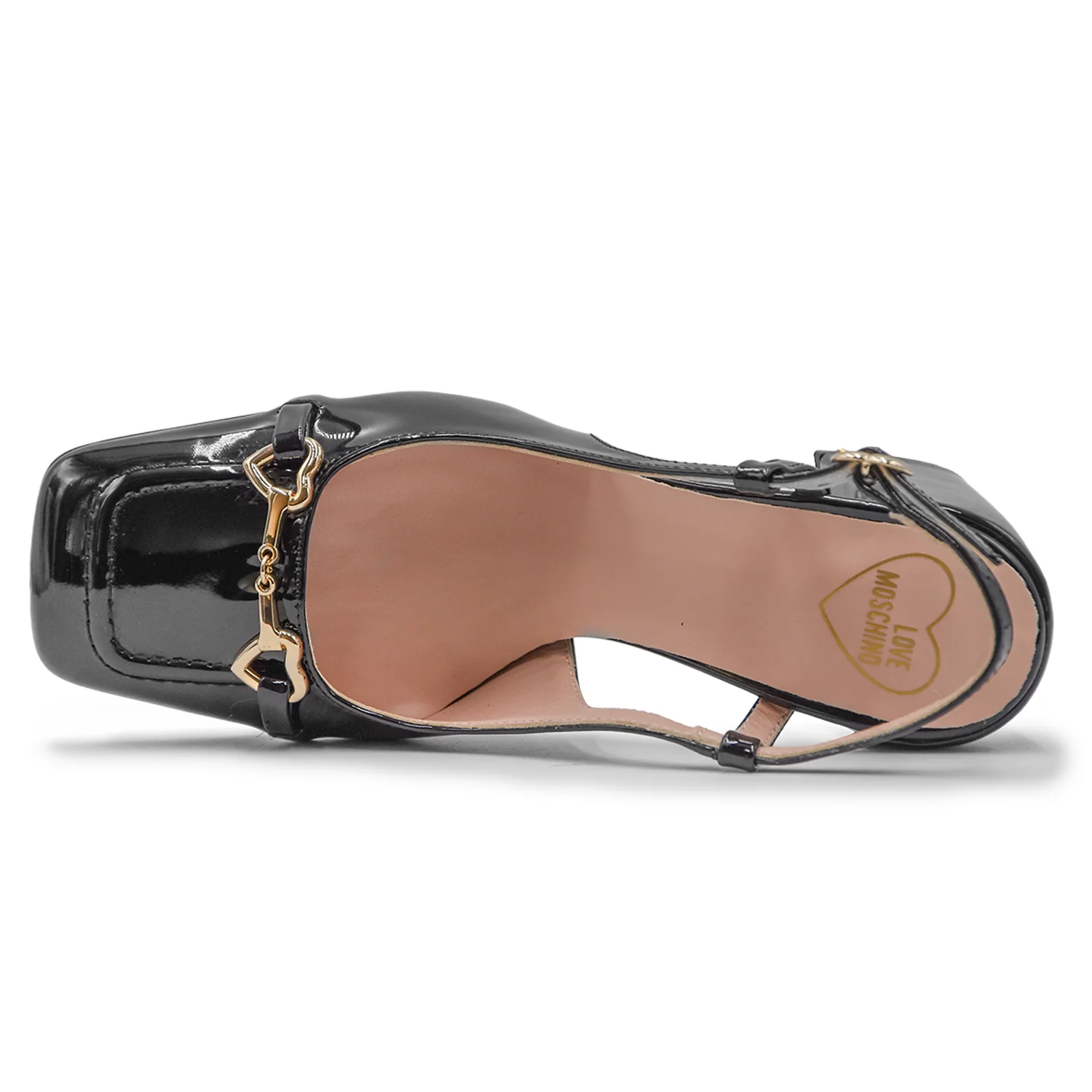 Chanel Vernice Nero Donna Love Moschino Con Mini Fibbia Oro - Image 5