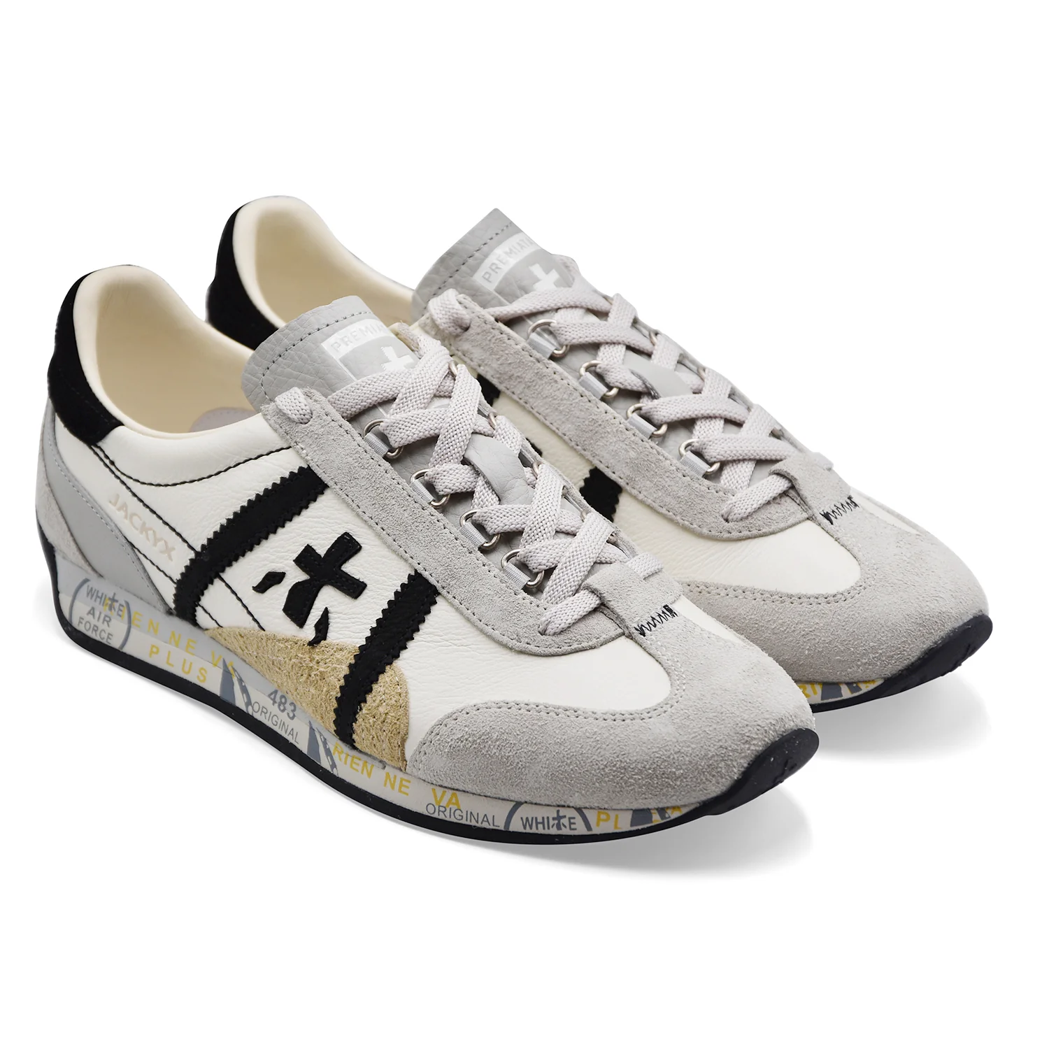 Sneakers Uomo Premiata Jackyx 25 8222 Bianco Nero Essenziale - Image 2