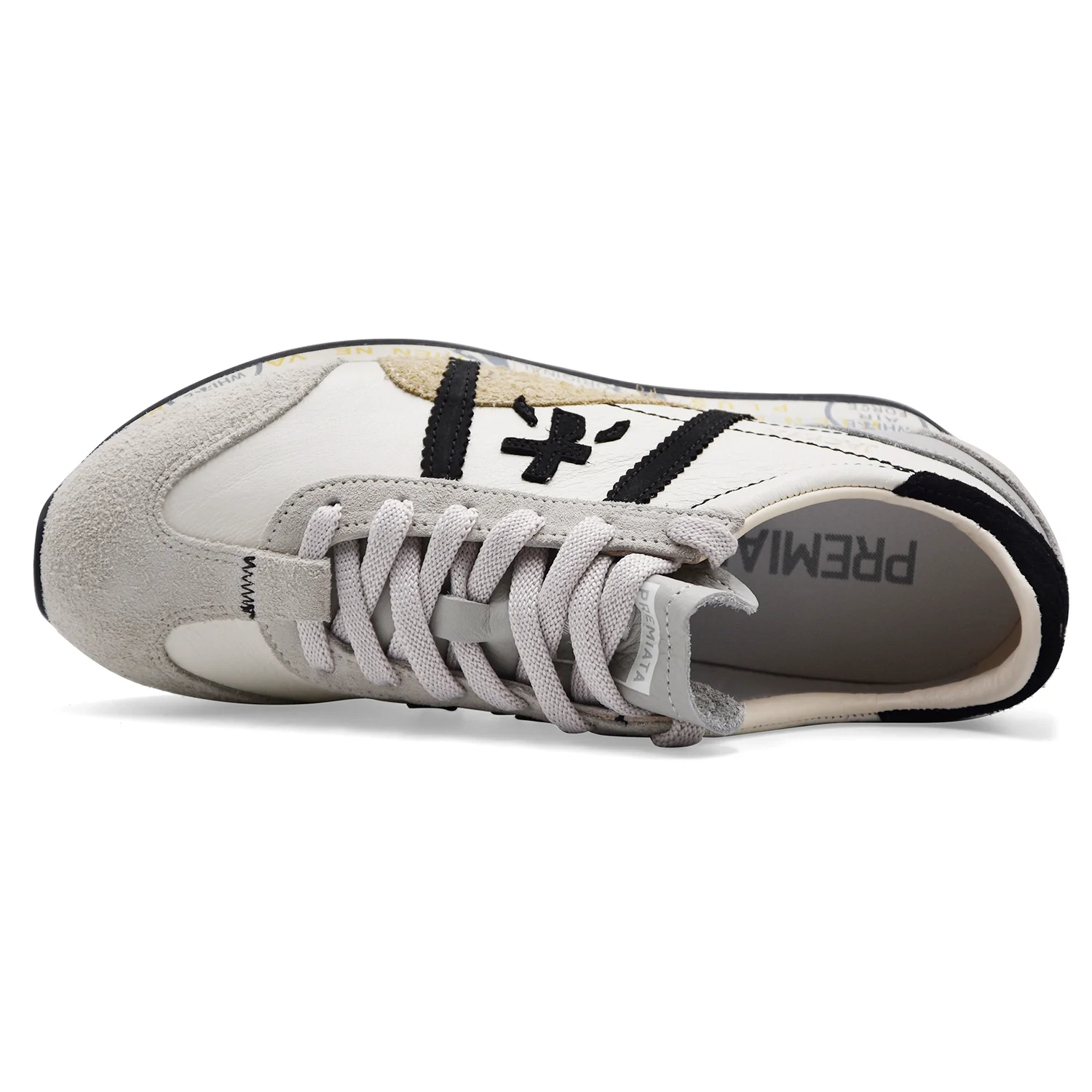 Sneakers Premiata JACKYXD 8222 Donna Pelle Bianca Dettagli Neri - Image 3